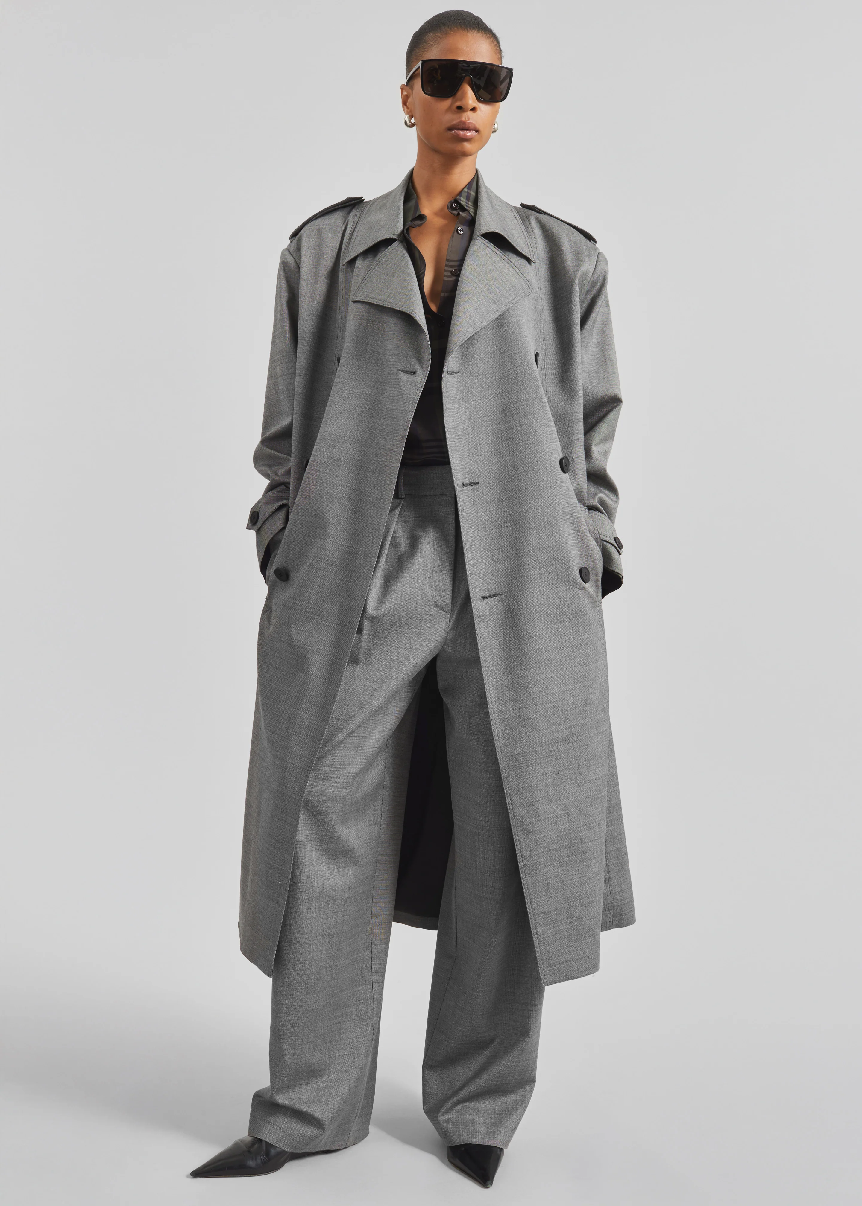 Bleecker Trench Coat - Grey Melange - Image 4