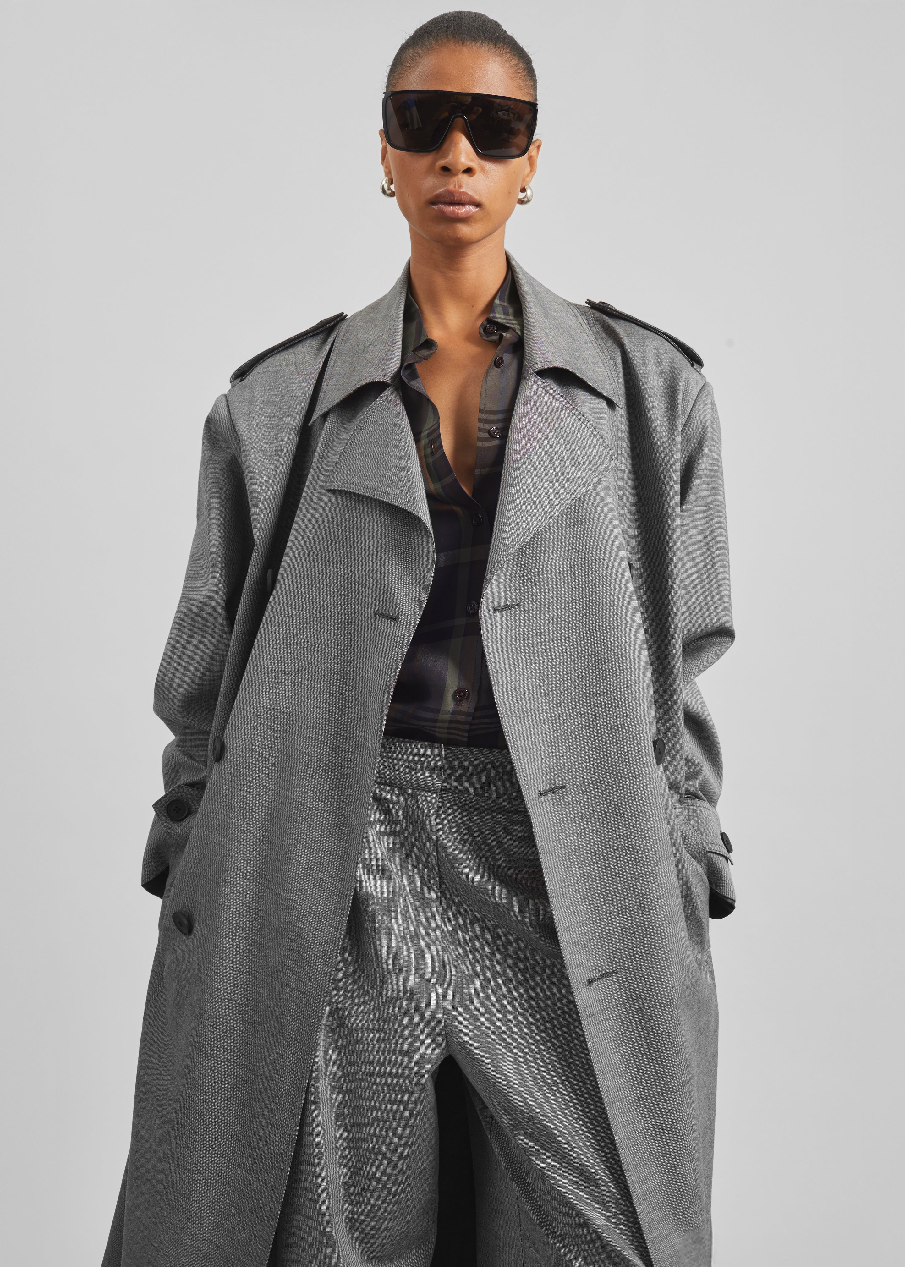 Bleecker Trench Coat - Grey Melange - Image 5