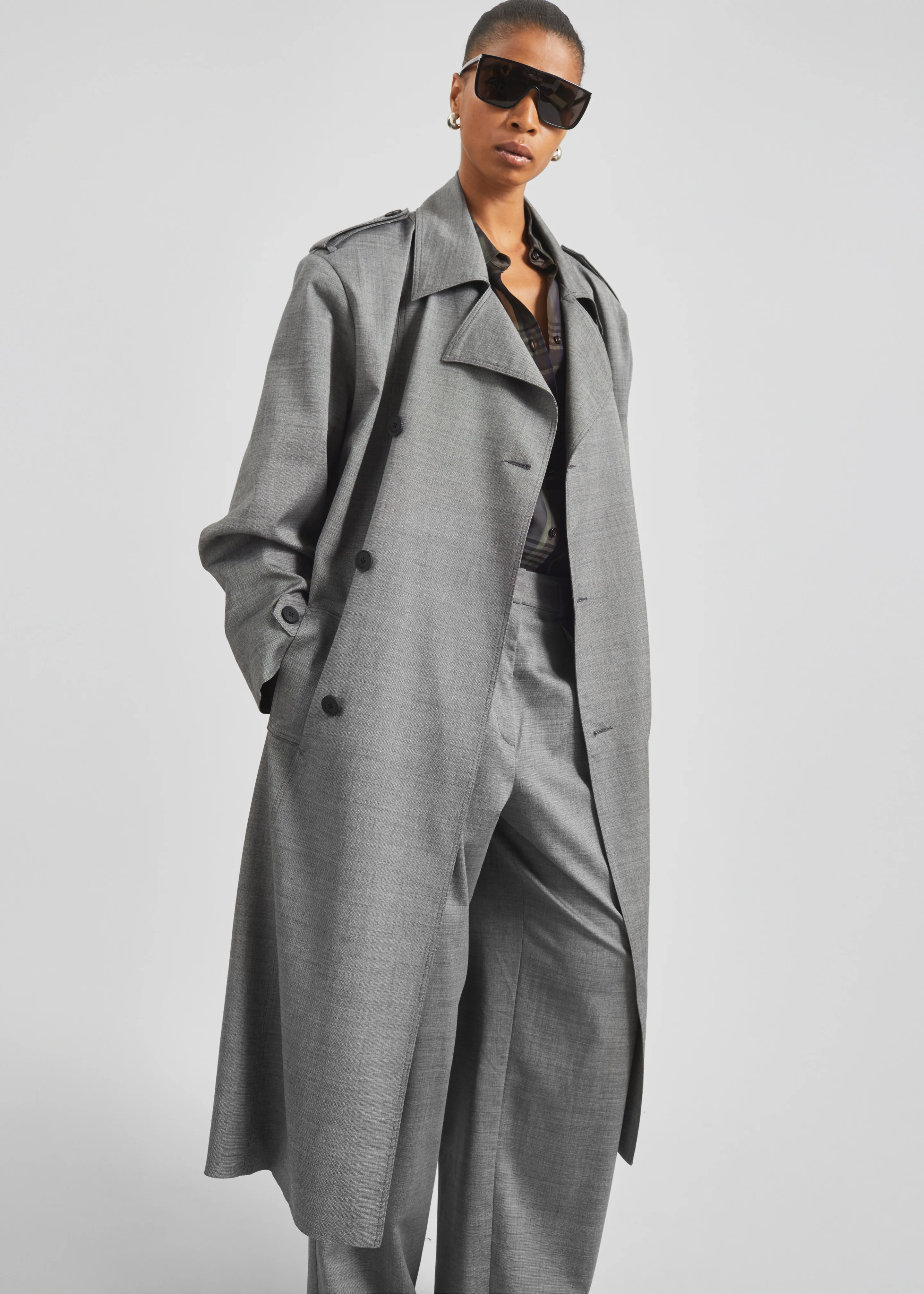 Bleecker Trench Coat - Grey Melange - Image 9