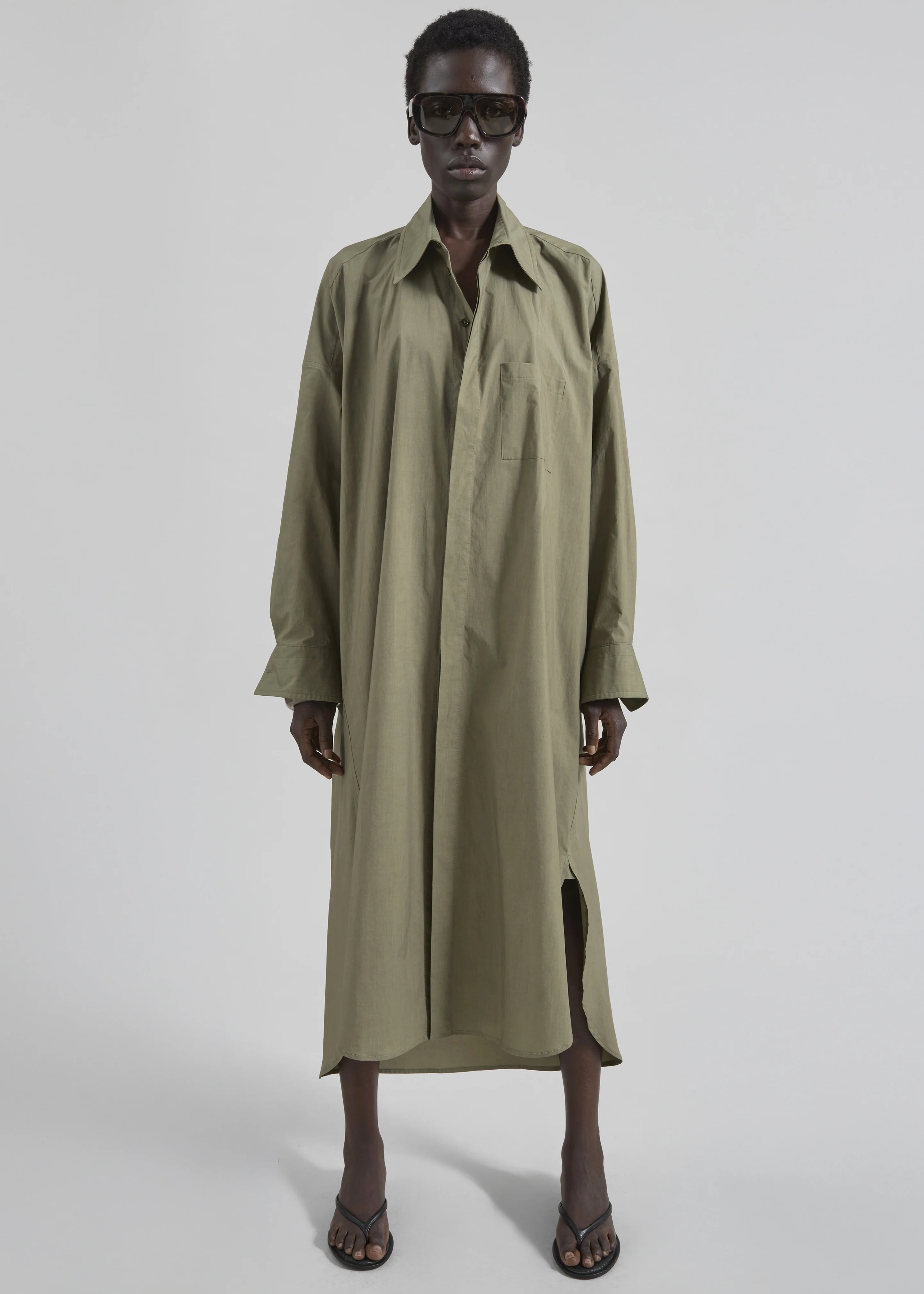 Bloom Organic Cotton Shirt Dress - Olive - Image 3