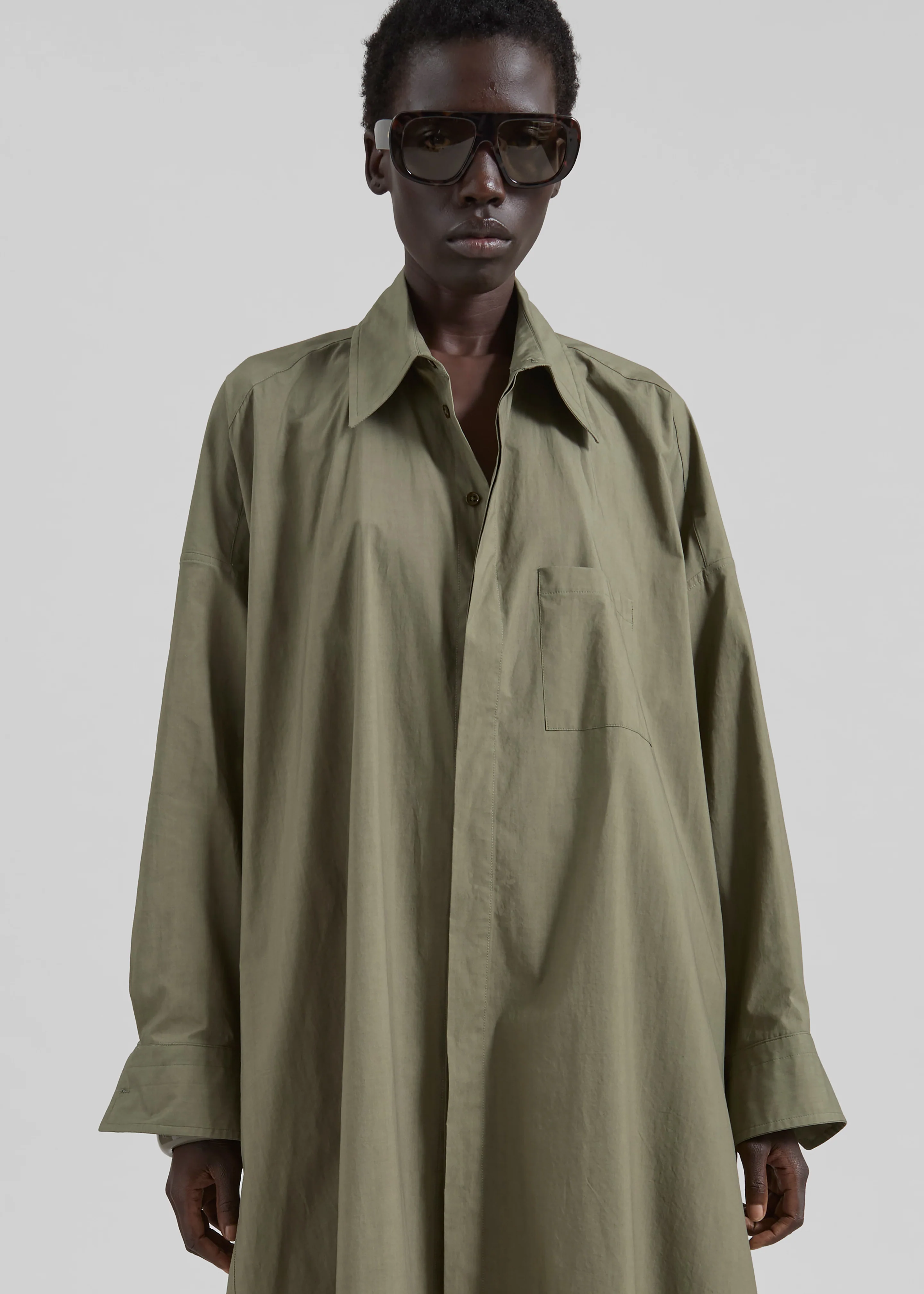 Bloom Organic Cotton Shirt Dress - Olive - Image 4