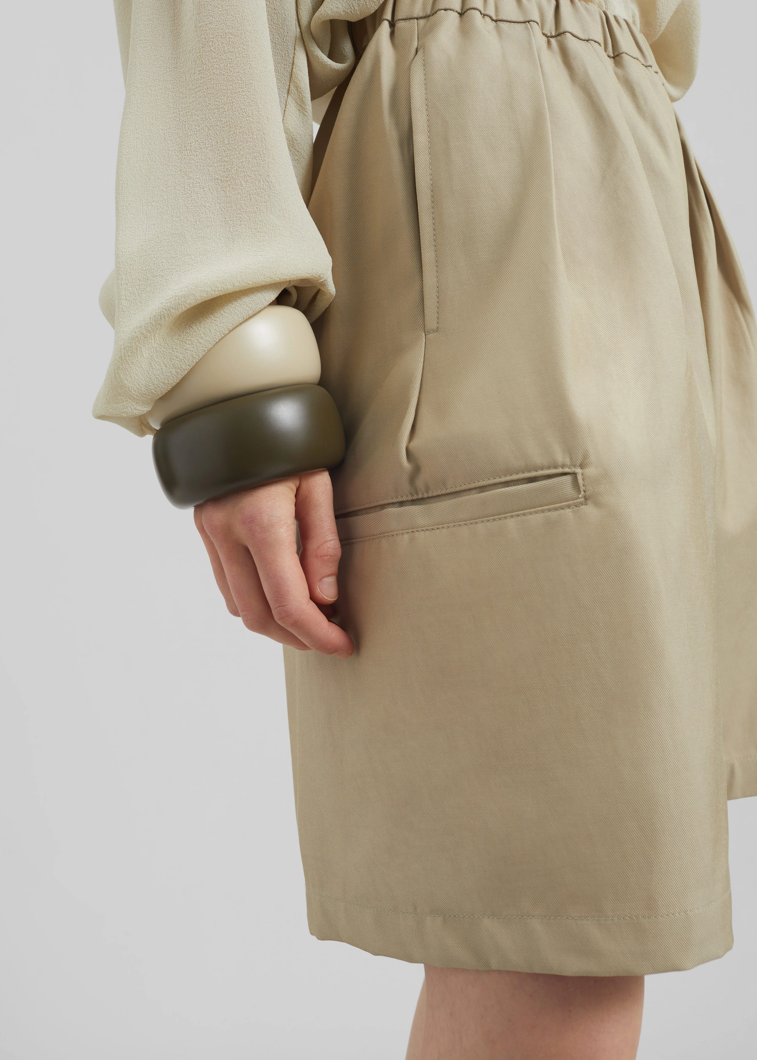 Bora Cotton Chino Shorts - Beige - Image 3