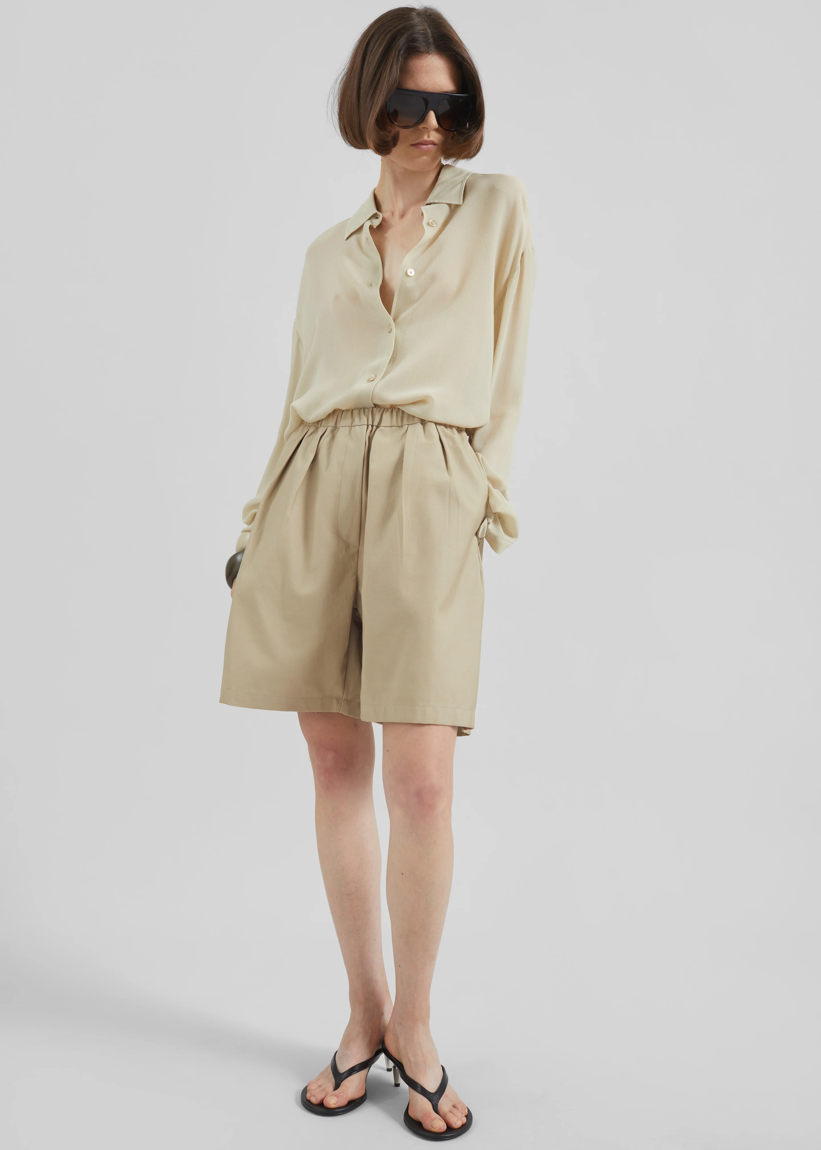 Bora Cotton Chino Shorts - Beige - Image 6