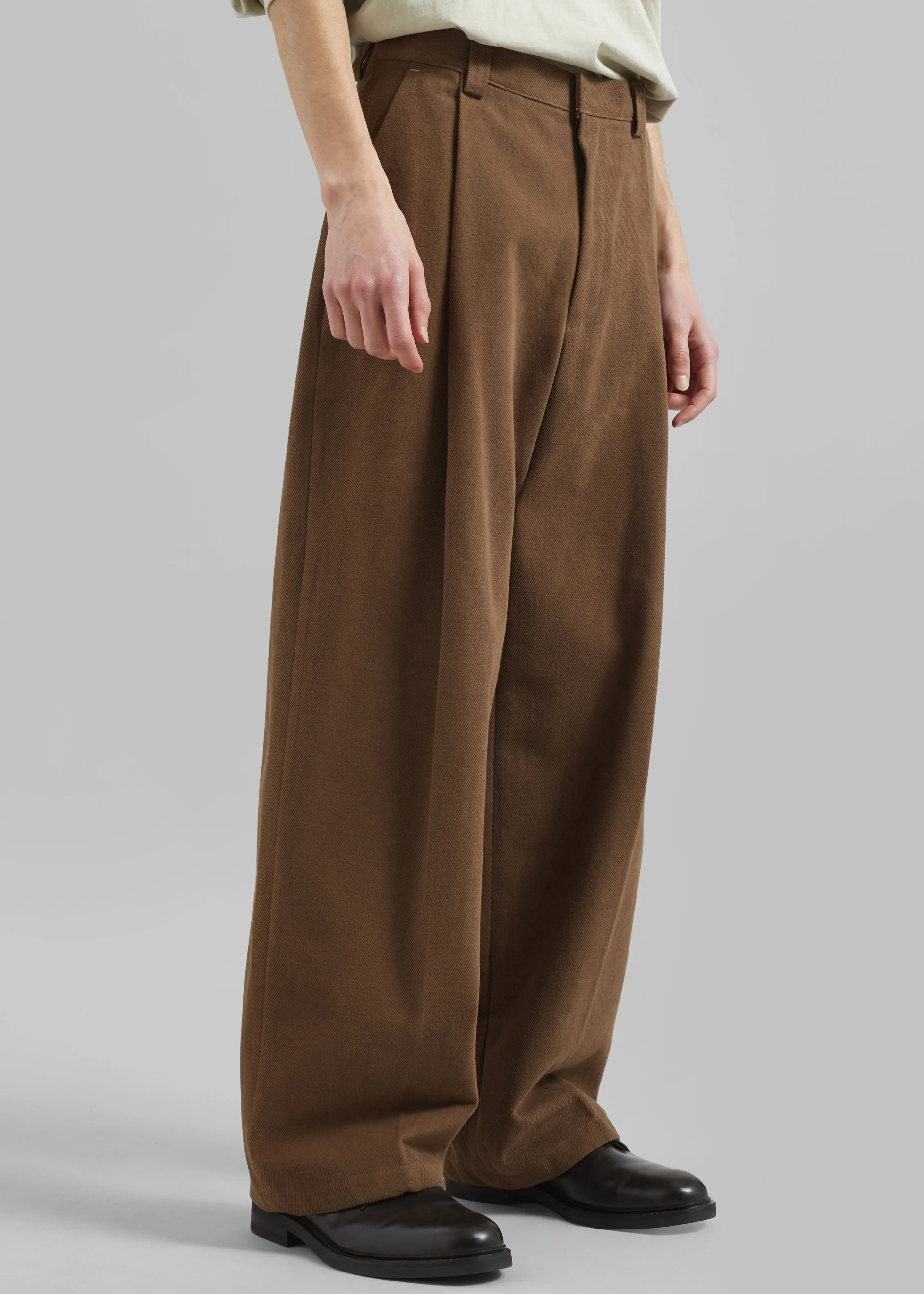 Borken Pleated Twill Pants - Brown - Image 6