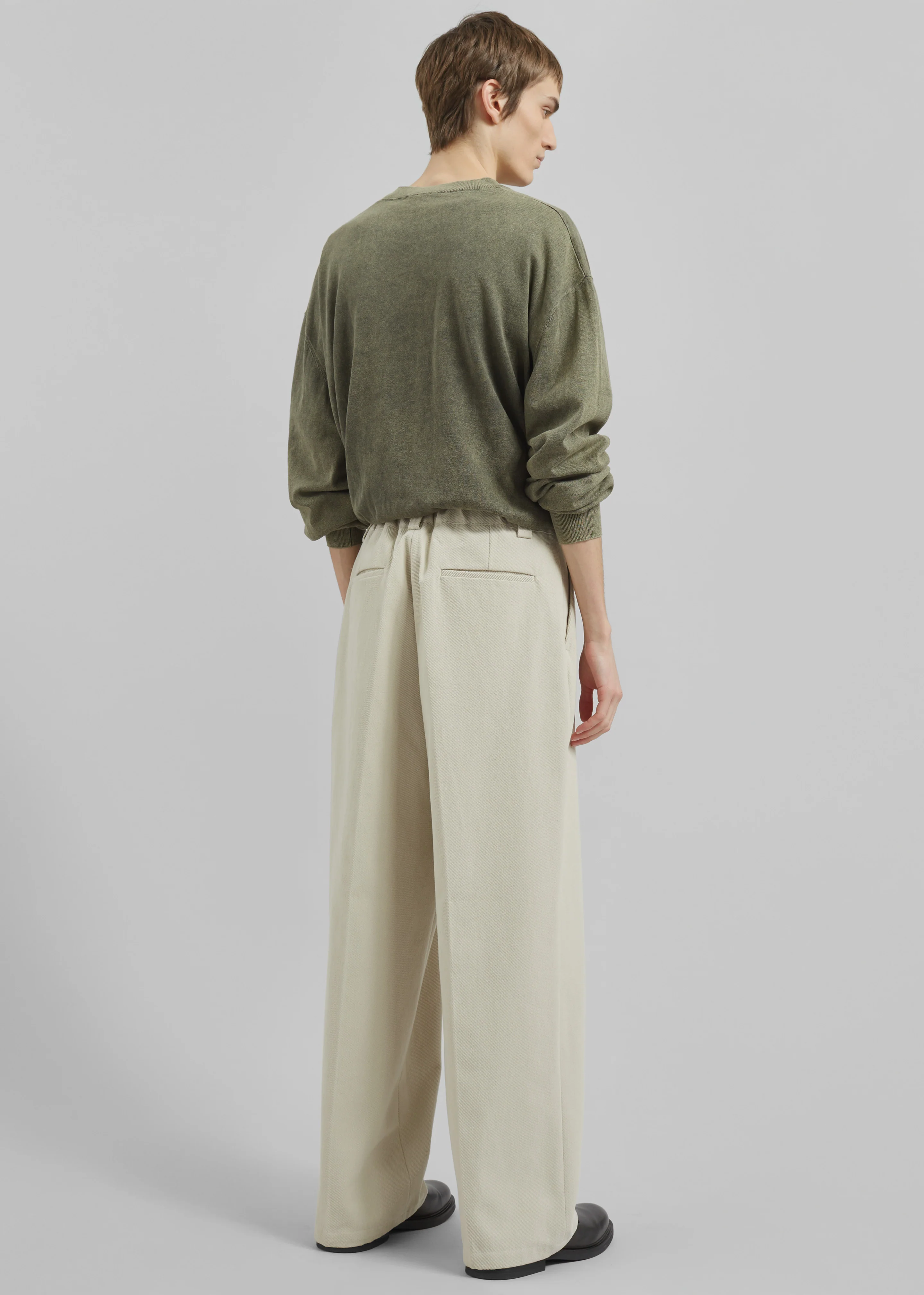 Borken Pleated Twill Pants - Ivory - Image 9
