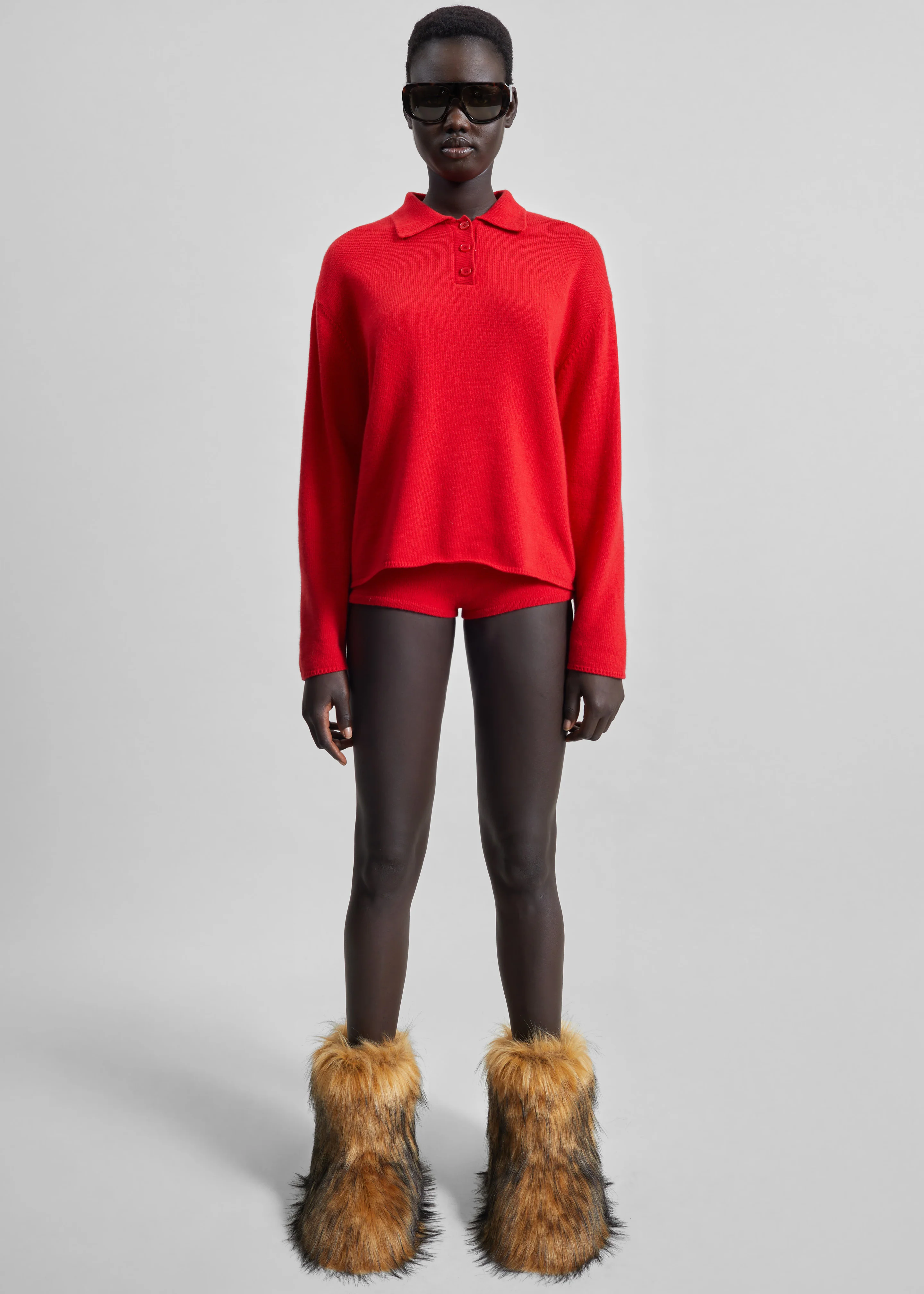 Bresica Knit Polo Sweater - Red - Image 2