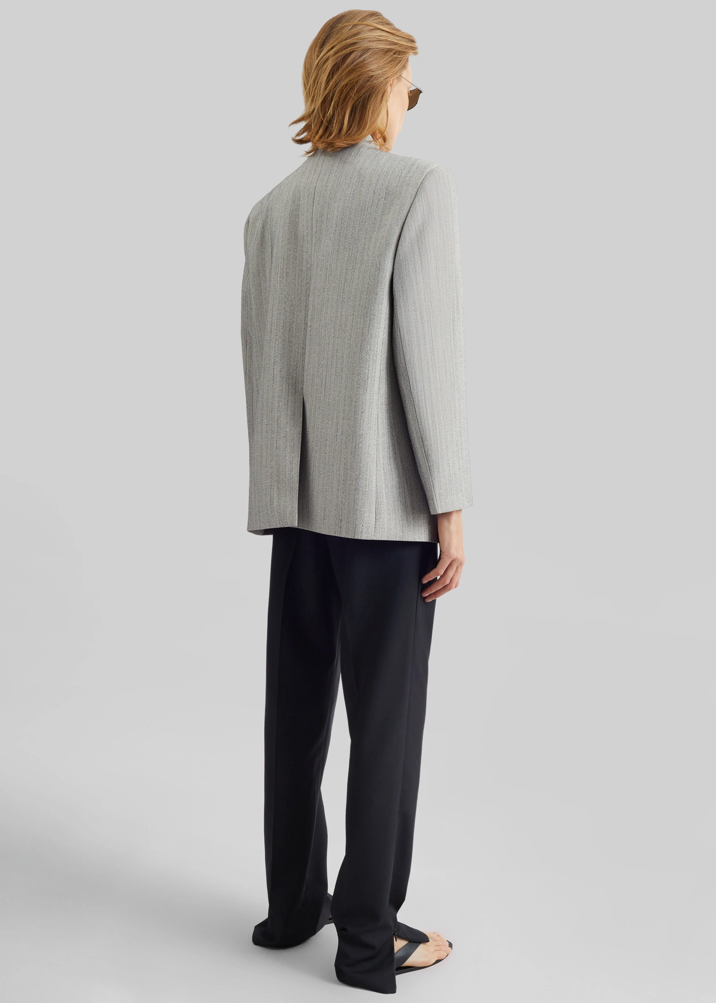 Breux Collarless Padded Blazer - Grey Melange - Image 10