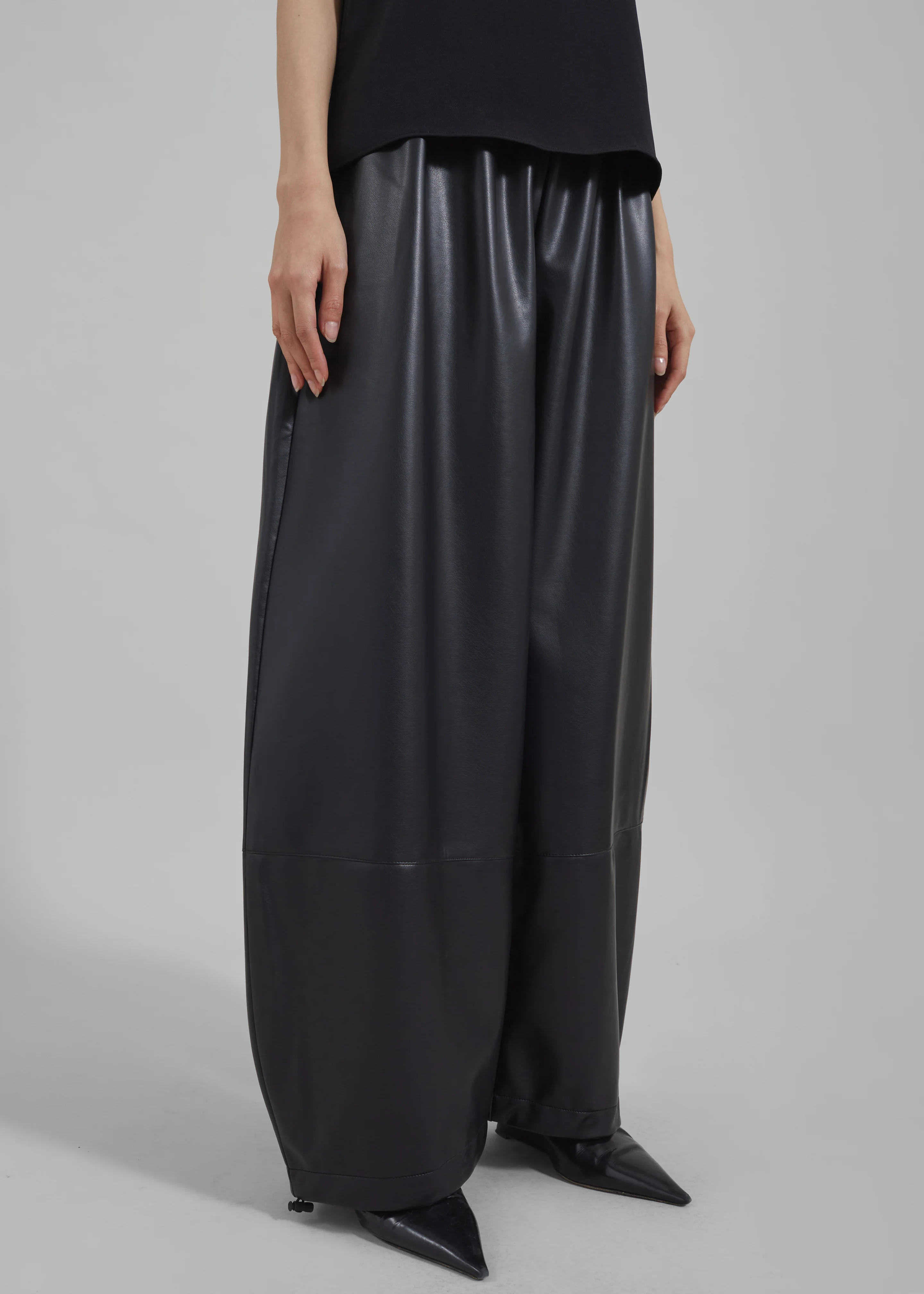Briar Faux Leather Balloon Pants - Black - Image 10