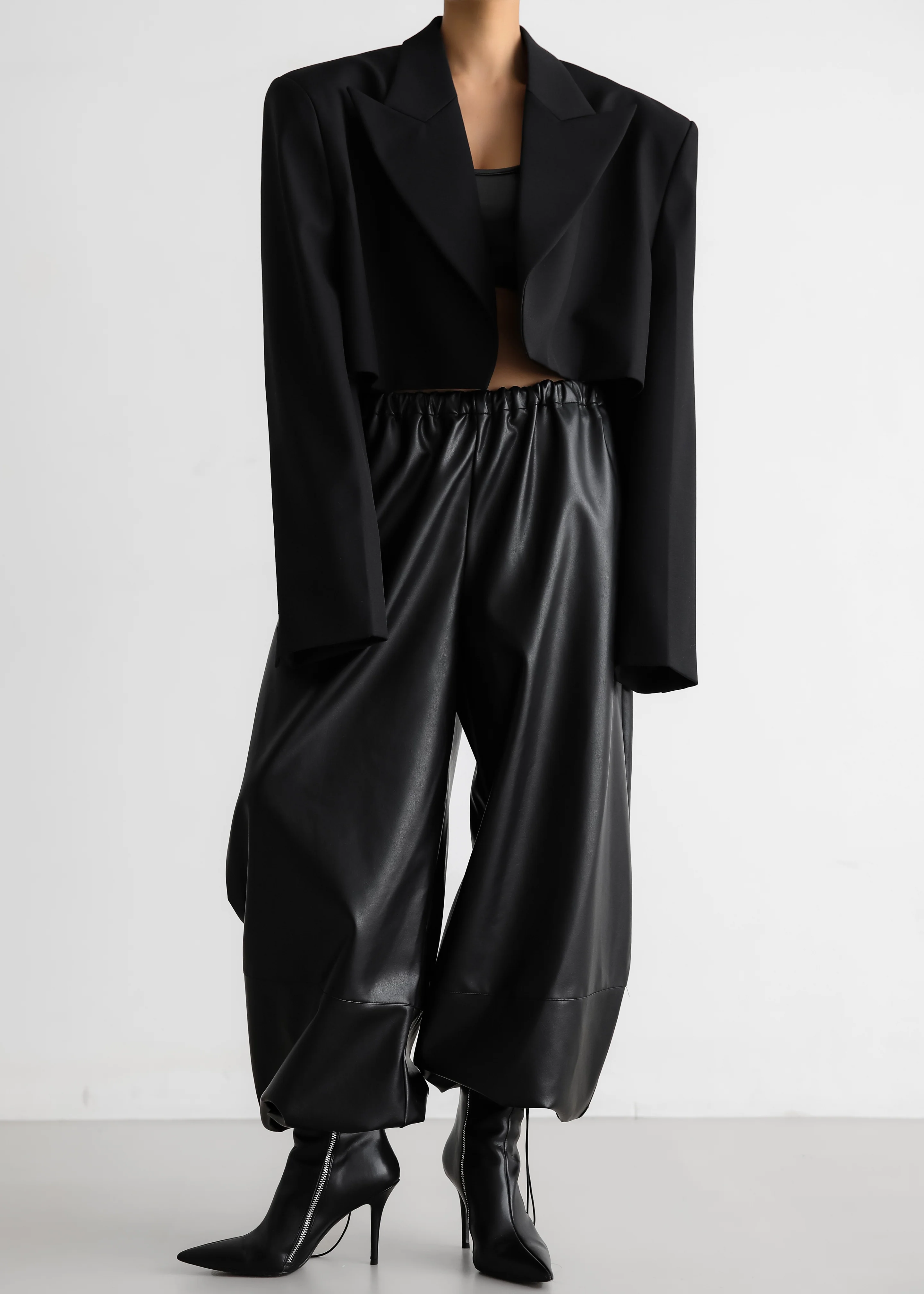 Briar Faux Leather Balloon Pants - Black - Image 4