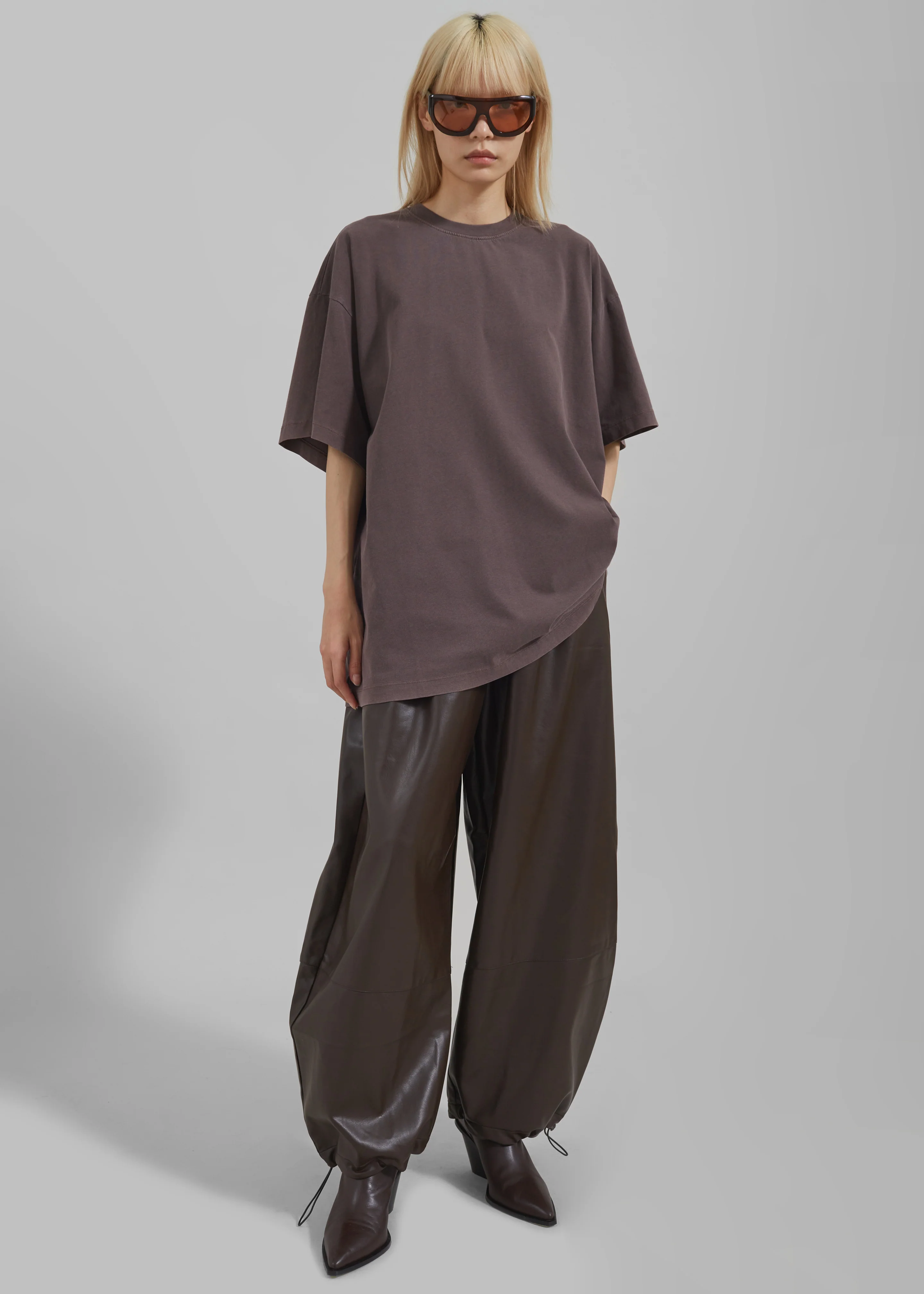 Briar Faux Leather Balloon Pants - Brown - Image 6