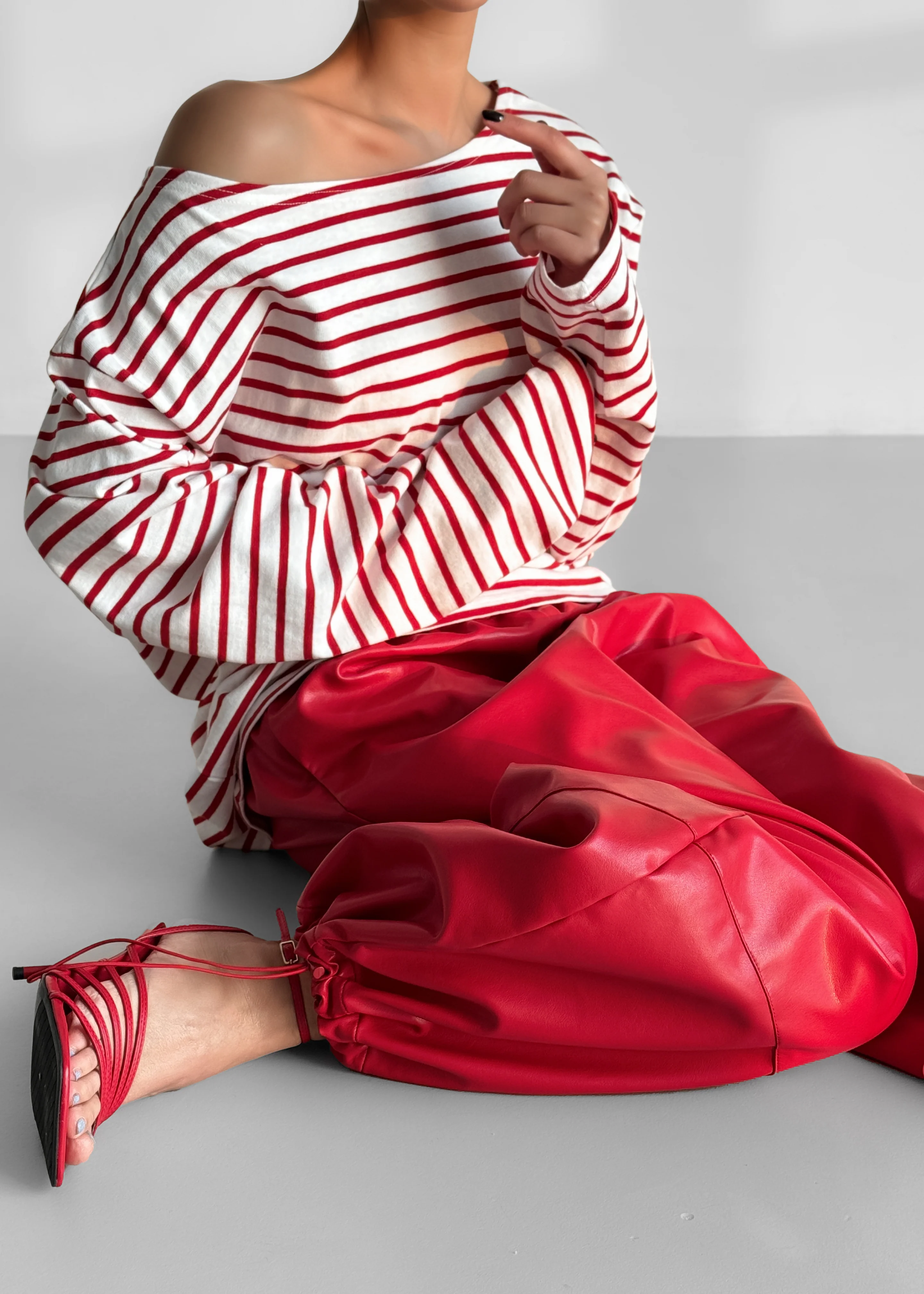 Briar Faux Leather Balloon Pants - Red - Image 7