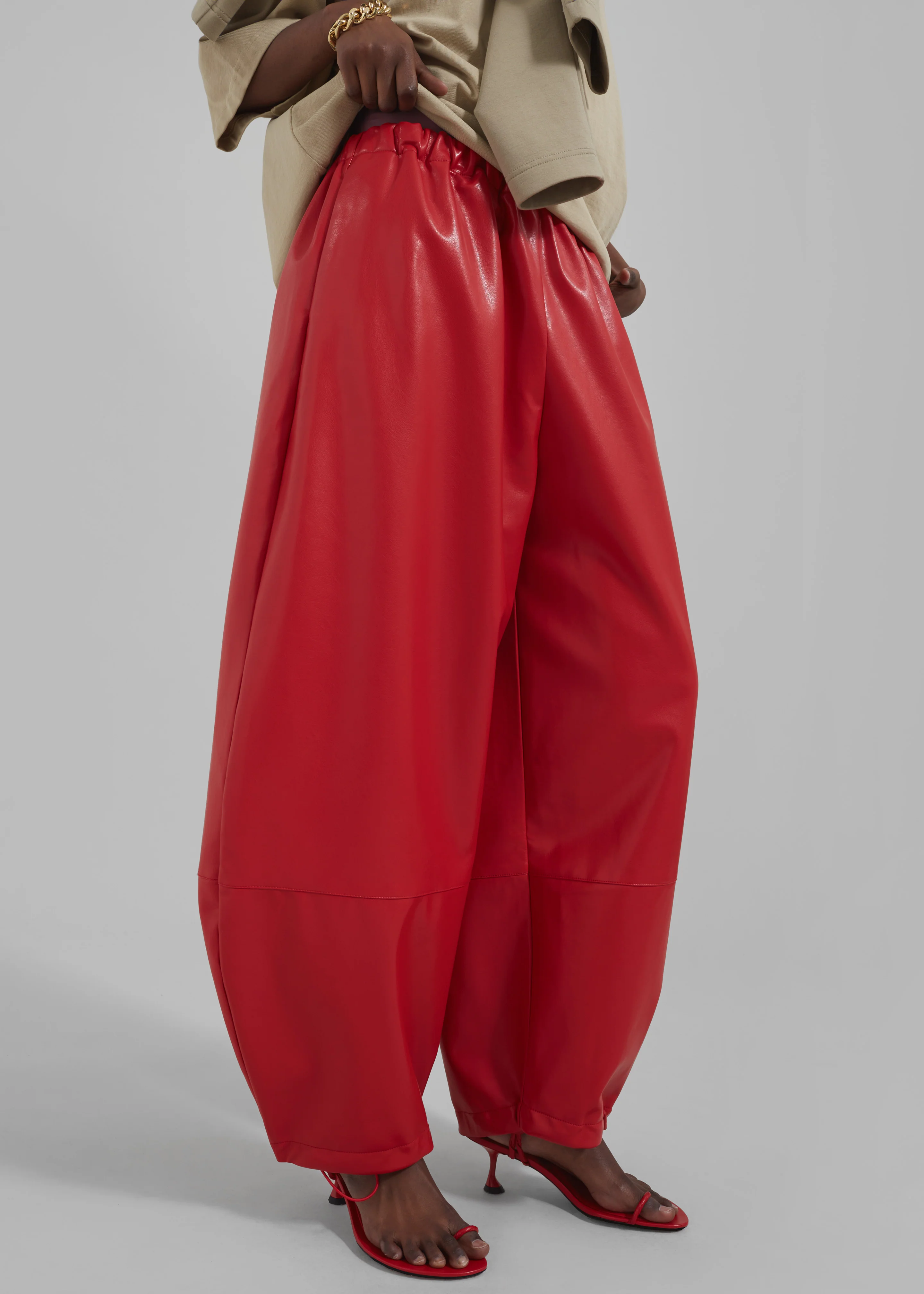 Briar Faux Leather Balloon Pants - Red - Image 8