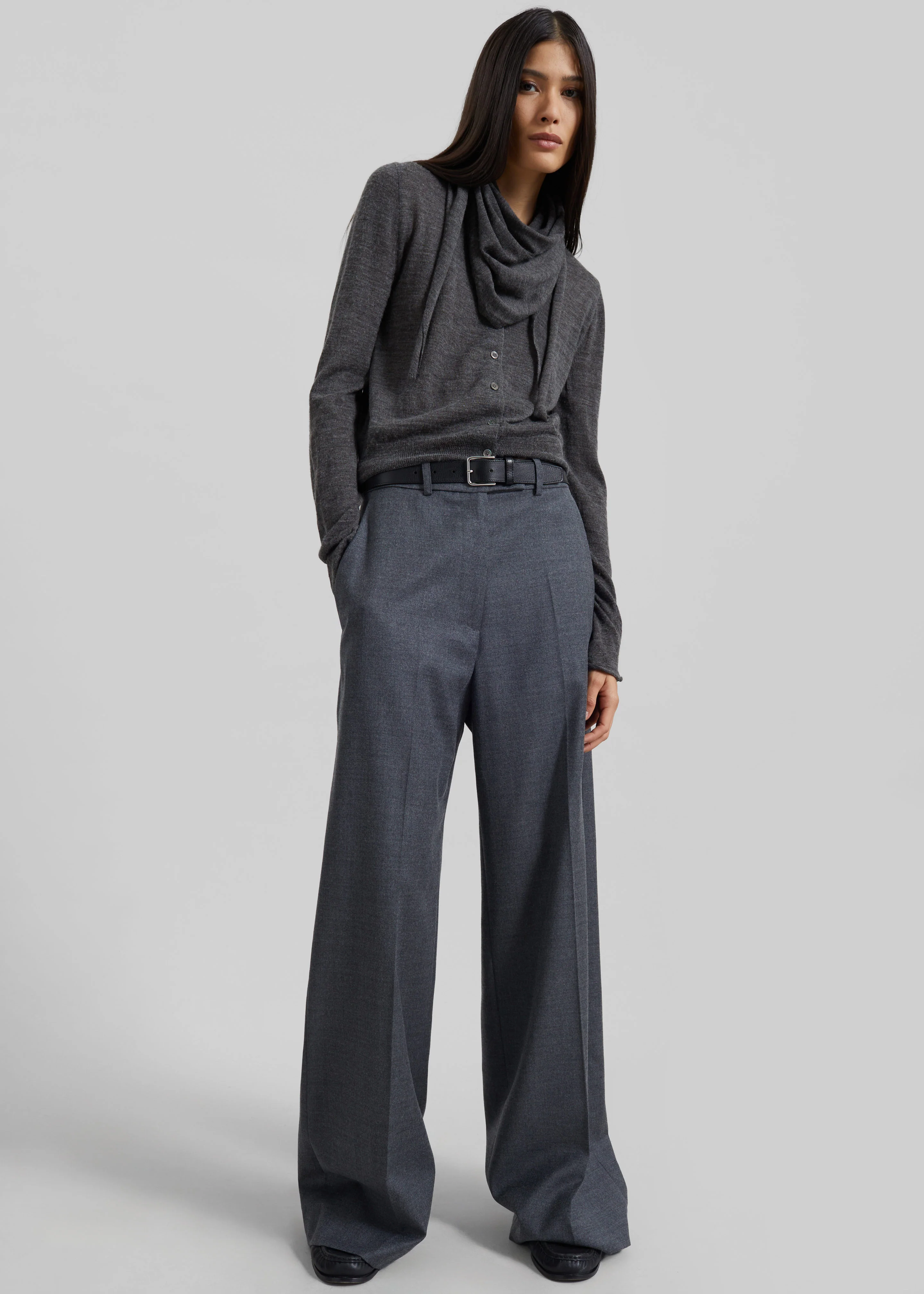 Brickell Flannel Trousers - Grey Melange - Image 3