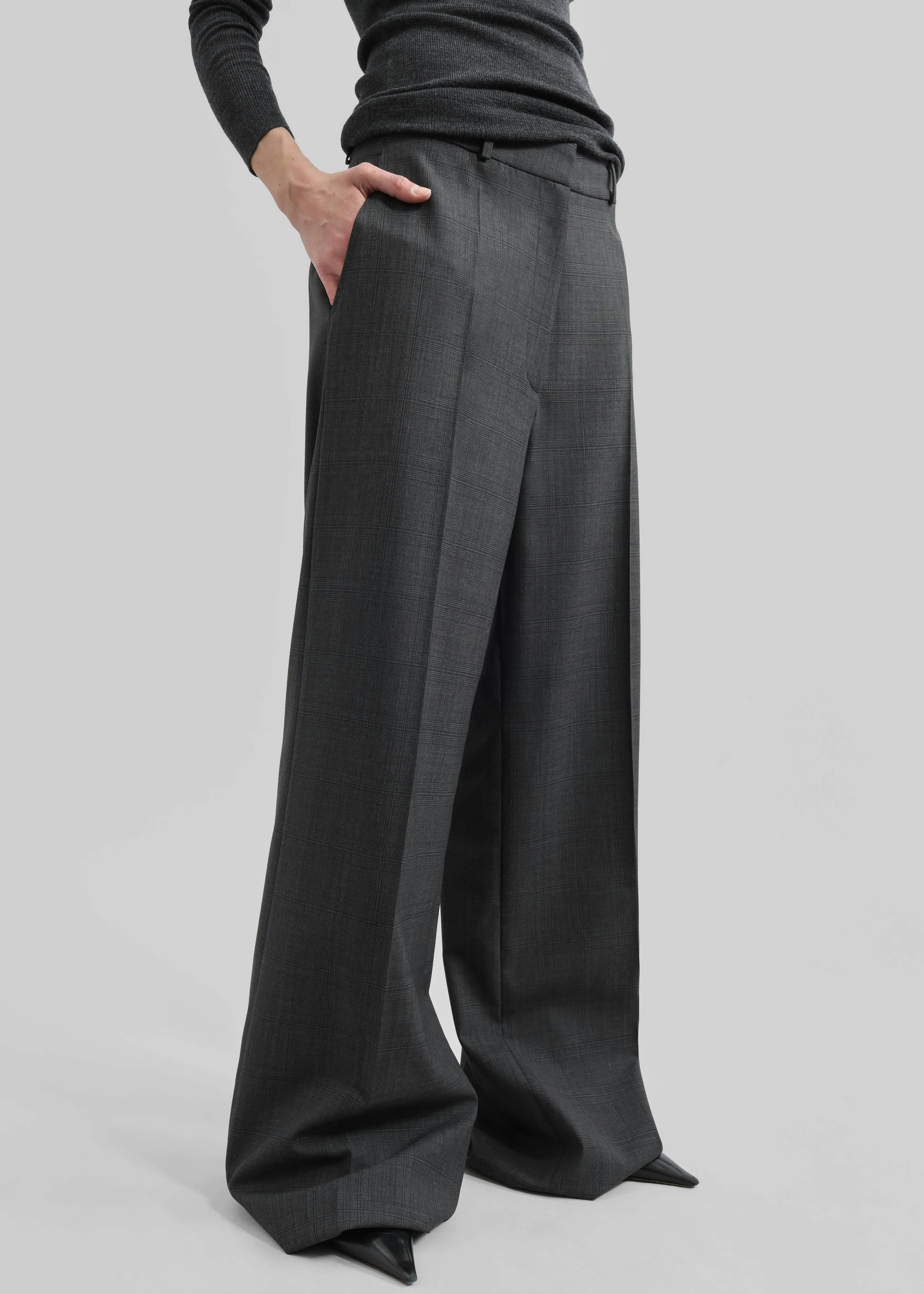 Brickell Plaid Trousers - Dark Grey - Image 5
