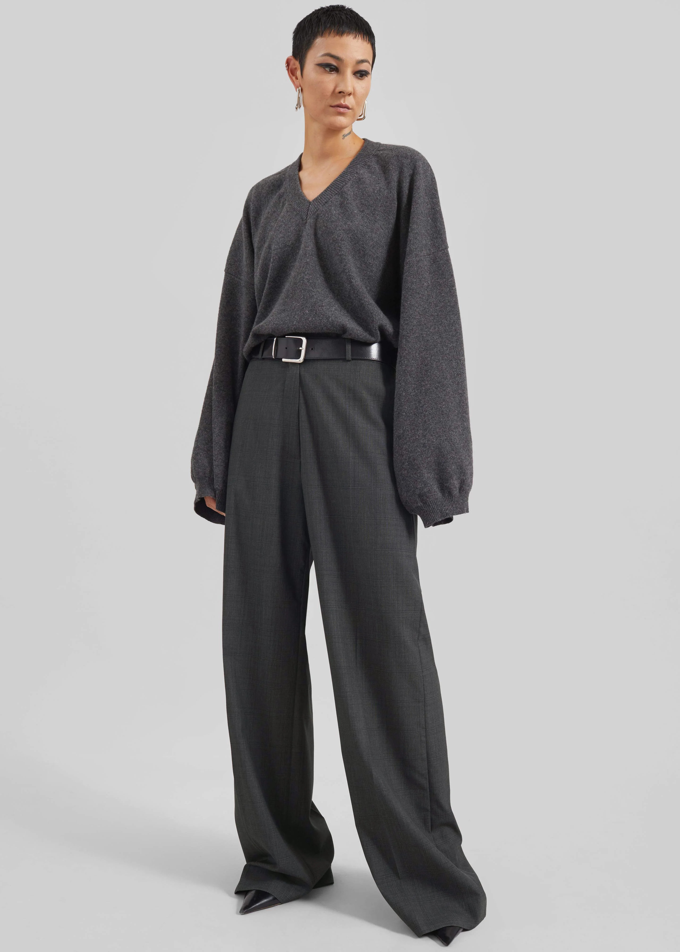 Brickell Plaid Trousers - Dark Grey - Image 7