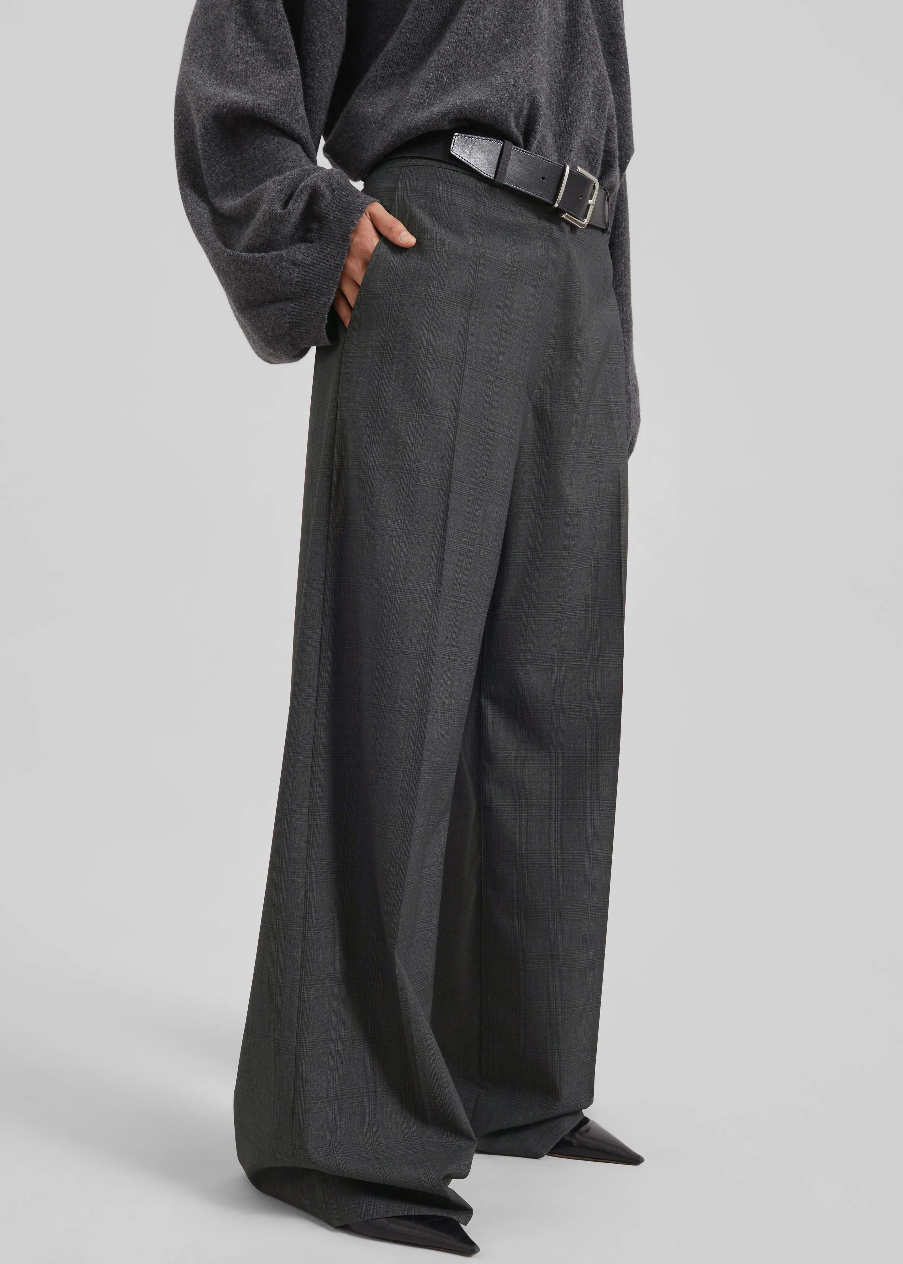 Brickell Plaid Trousers - Dark Grey - Image 8