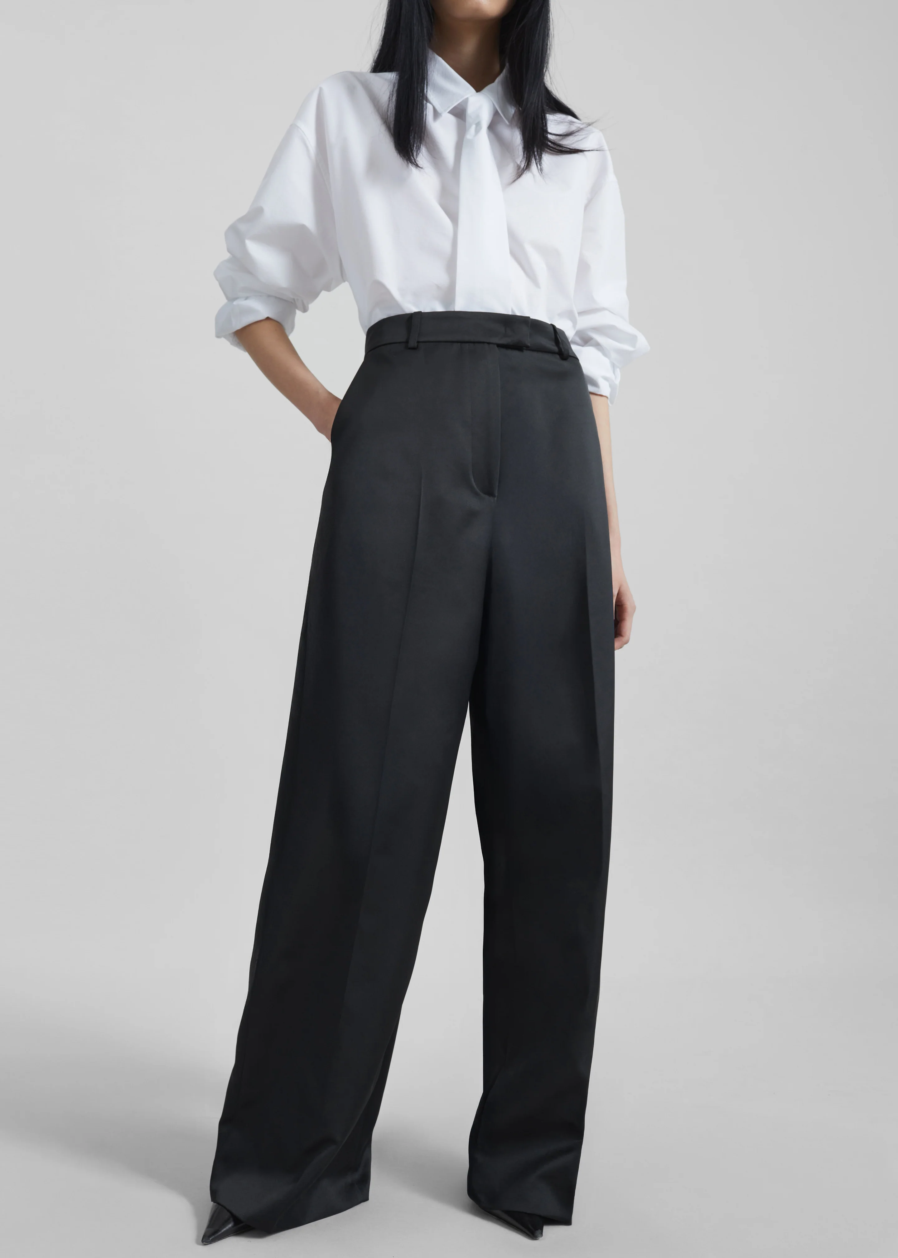 Brickell Satin Trousers - Black - Image 4