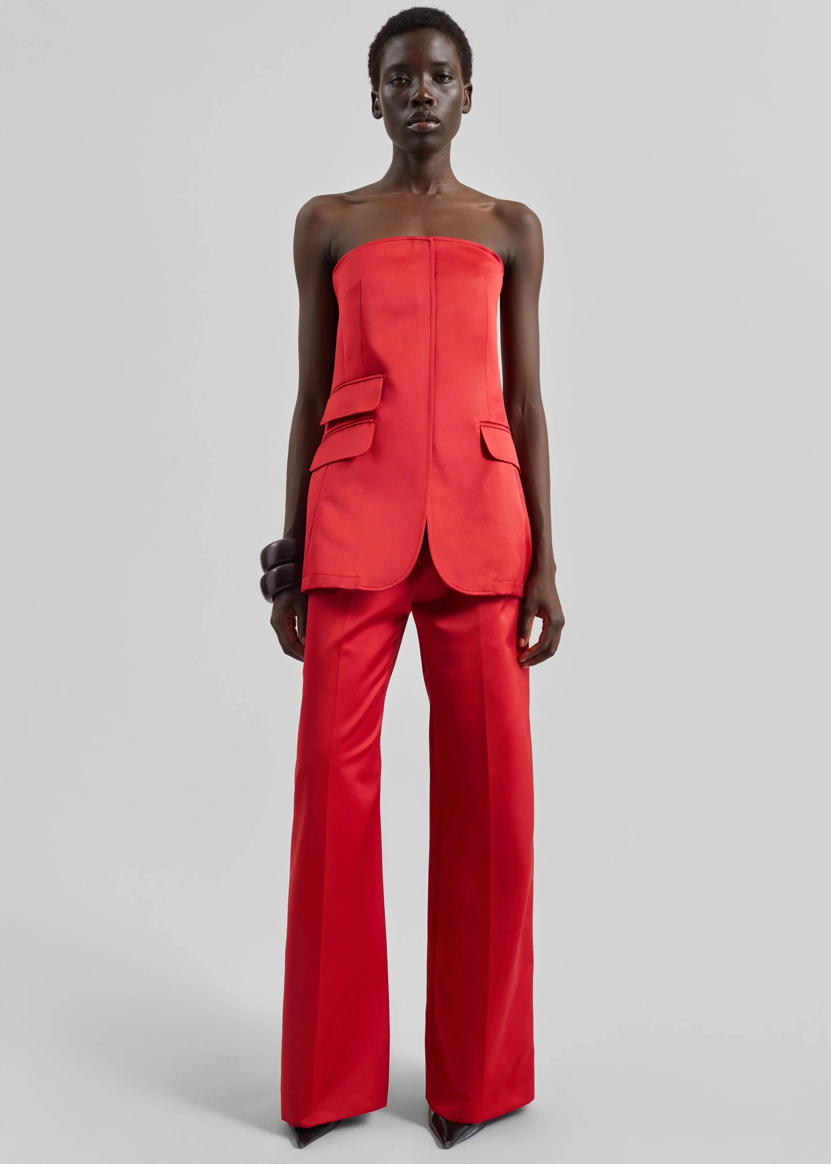 Brickell Satin Trousers - Red - Image 4