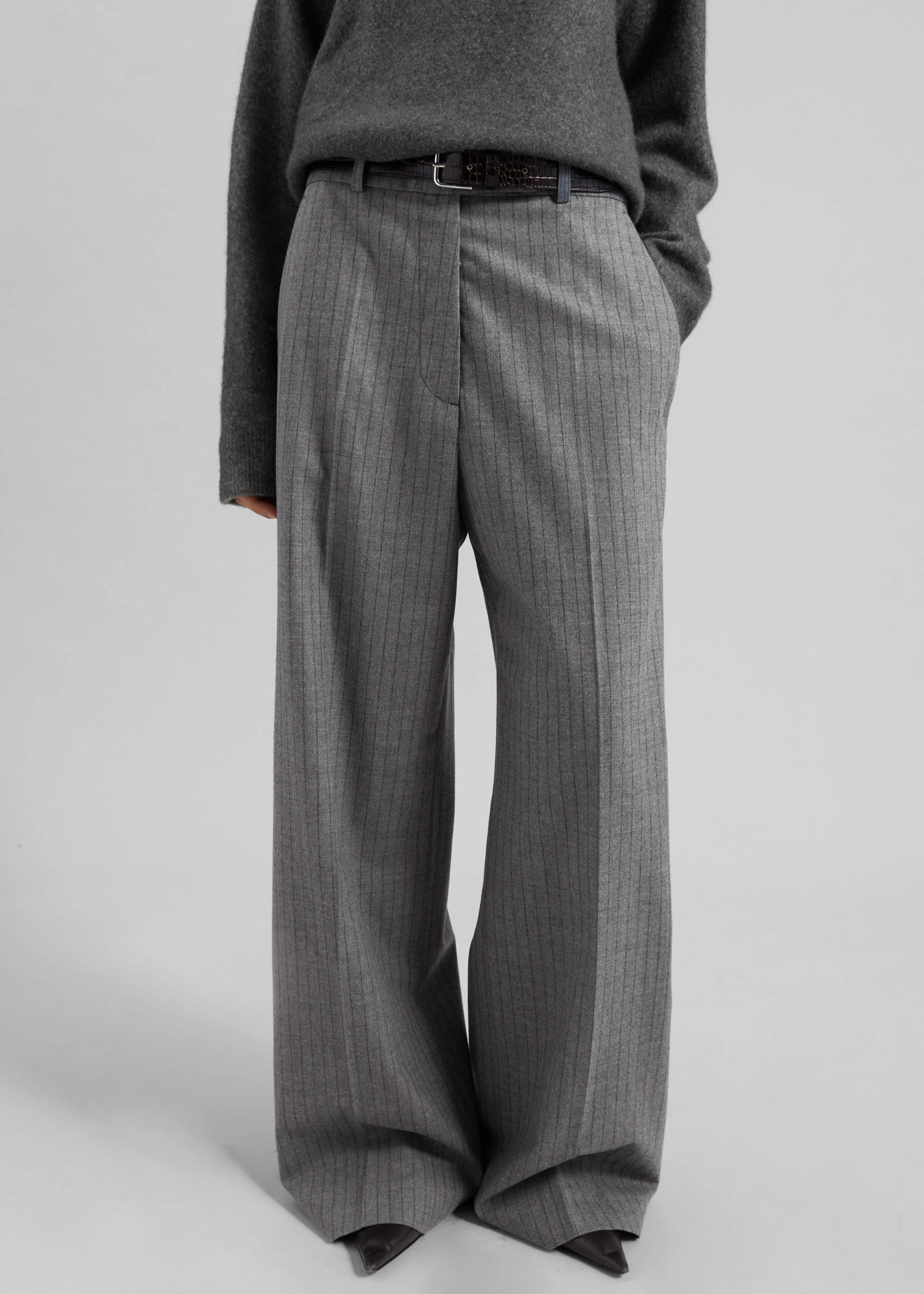 Brickell Striped Trousers - Grey/Brown - Image 5