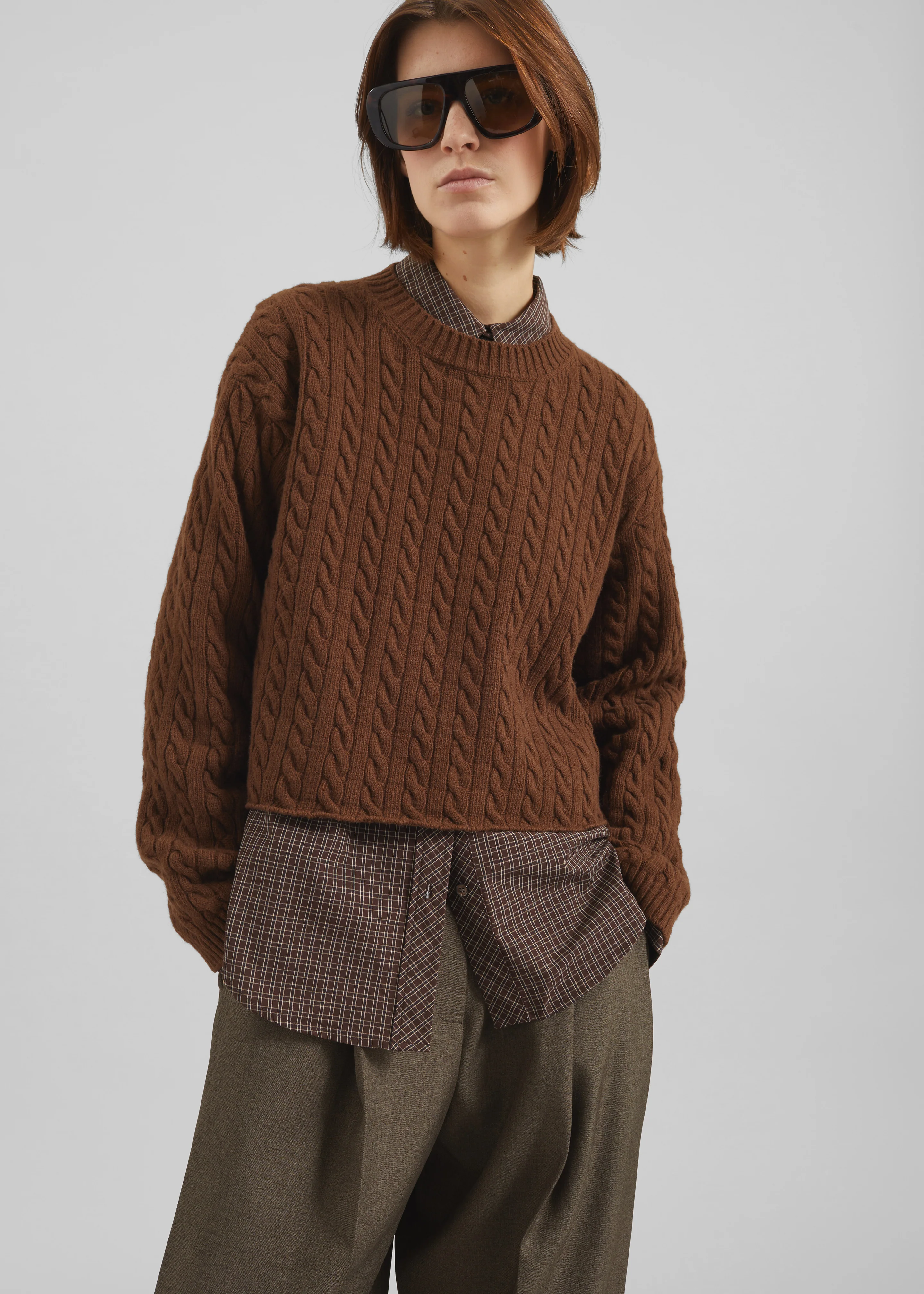Brisbane Cropped Boxy Sweater - Brown - Image 2