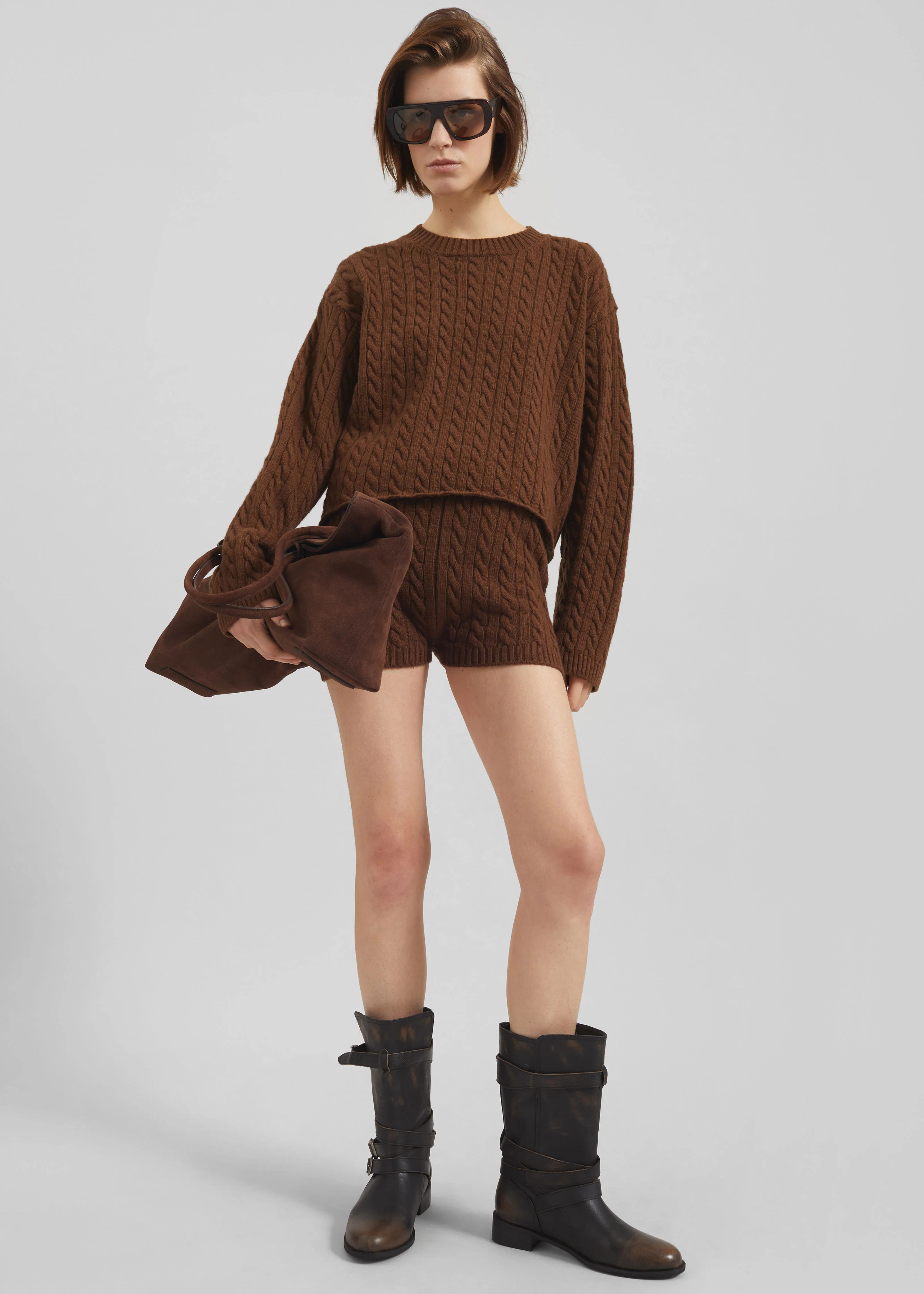 Brisbane Cropped Boxy Sweater - Brown - Image 3