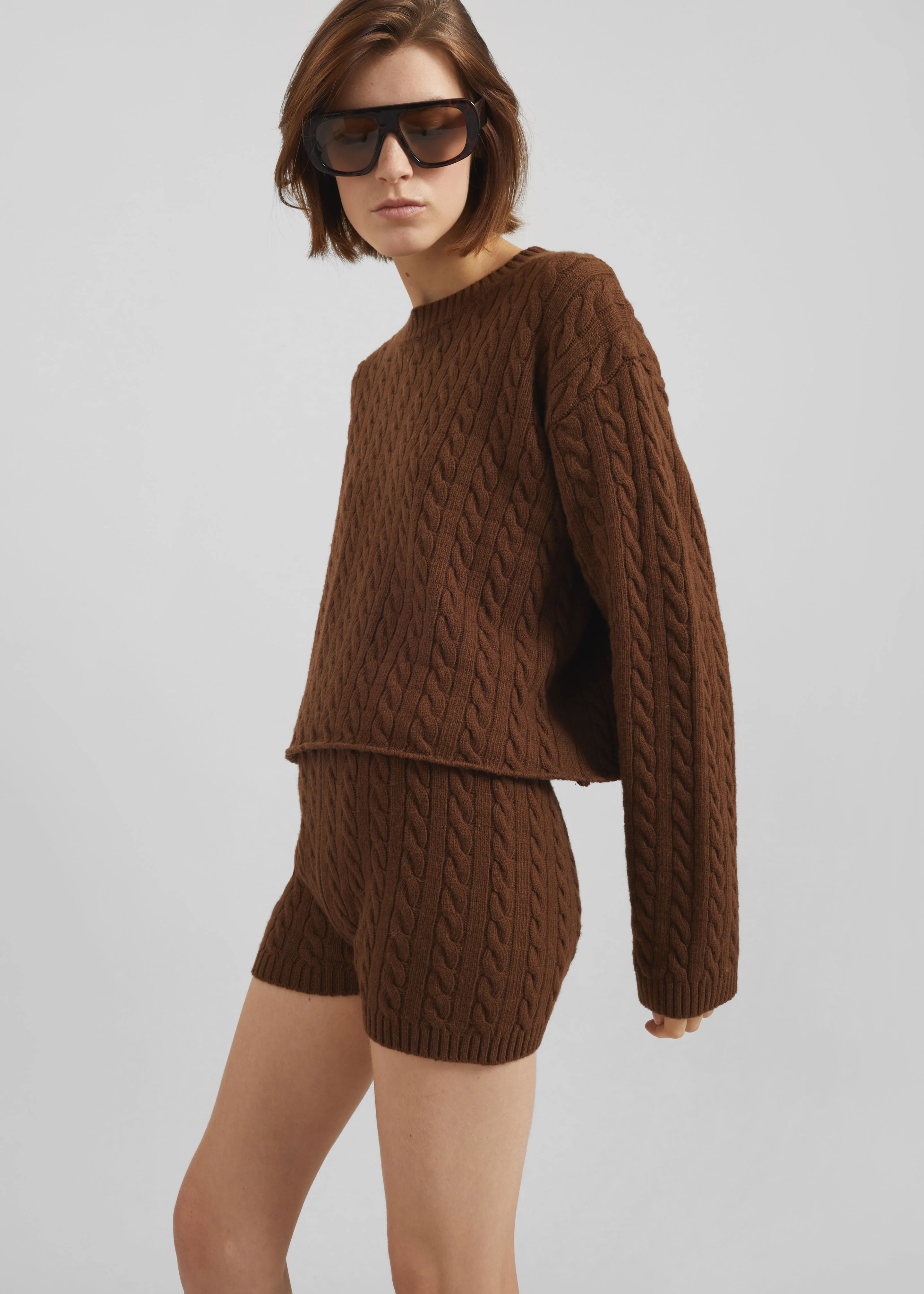Brisbane Cropped Boxy Sweater - Brown - Image 4