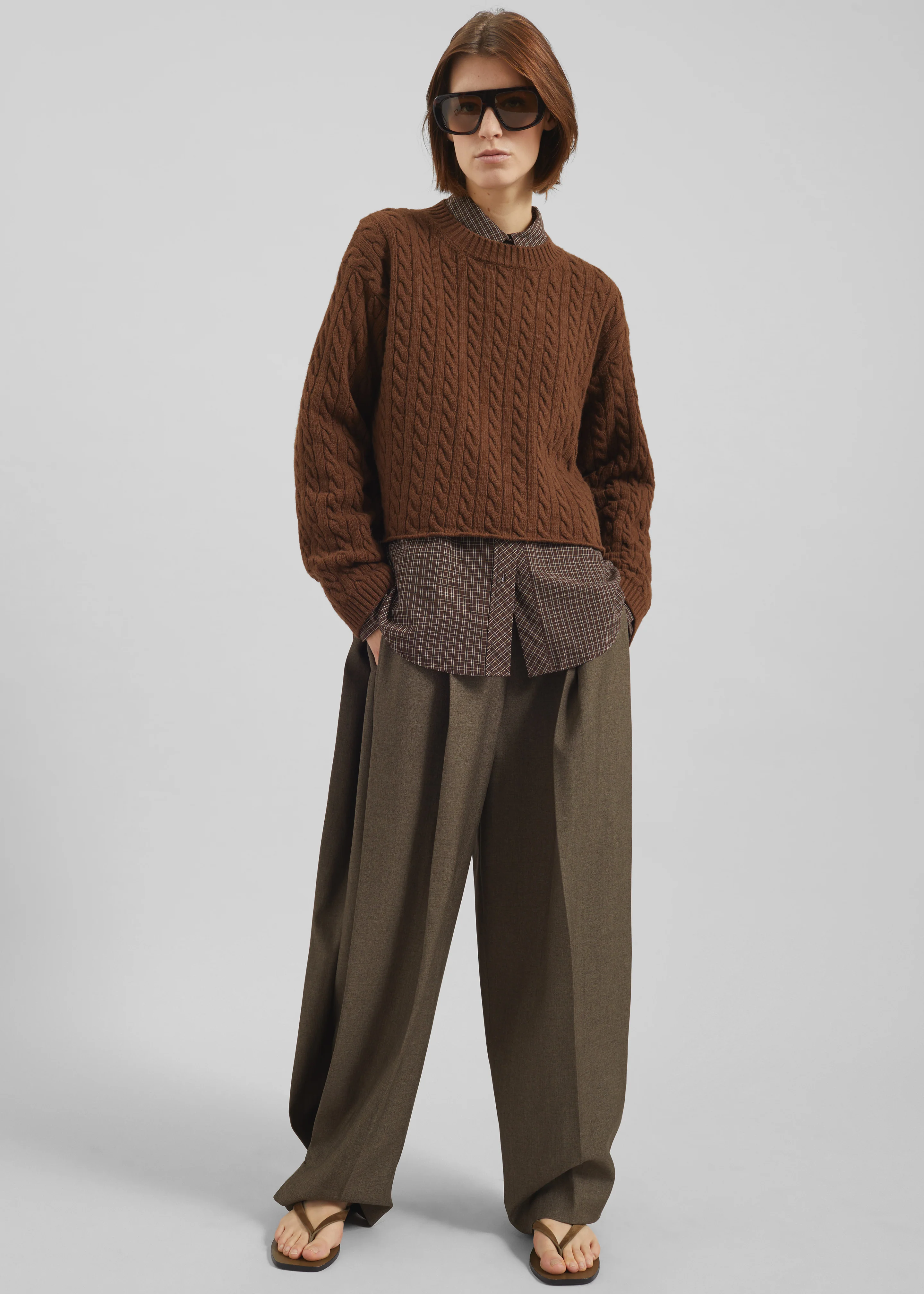 Brisbane Cropped Boxy Sweater - Brown - Image 6