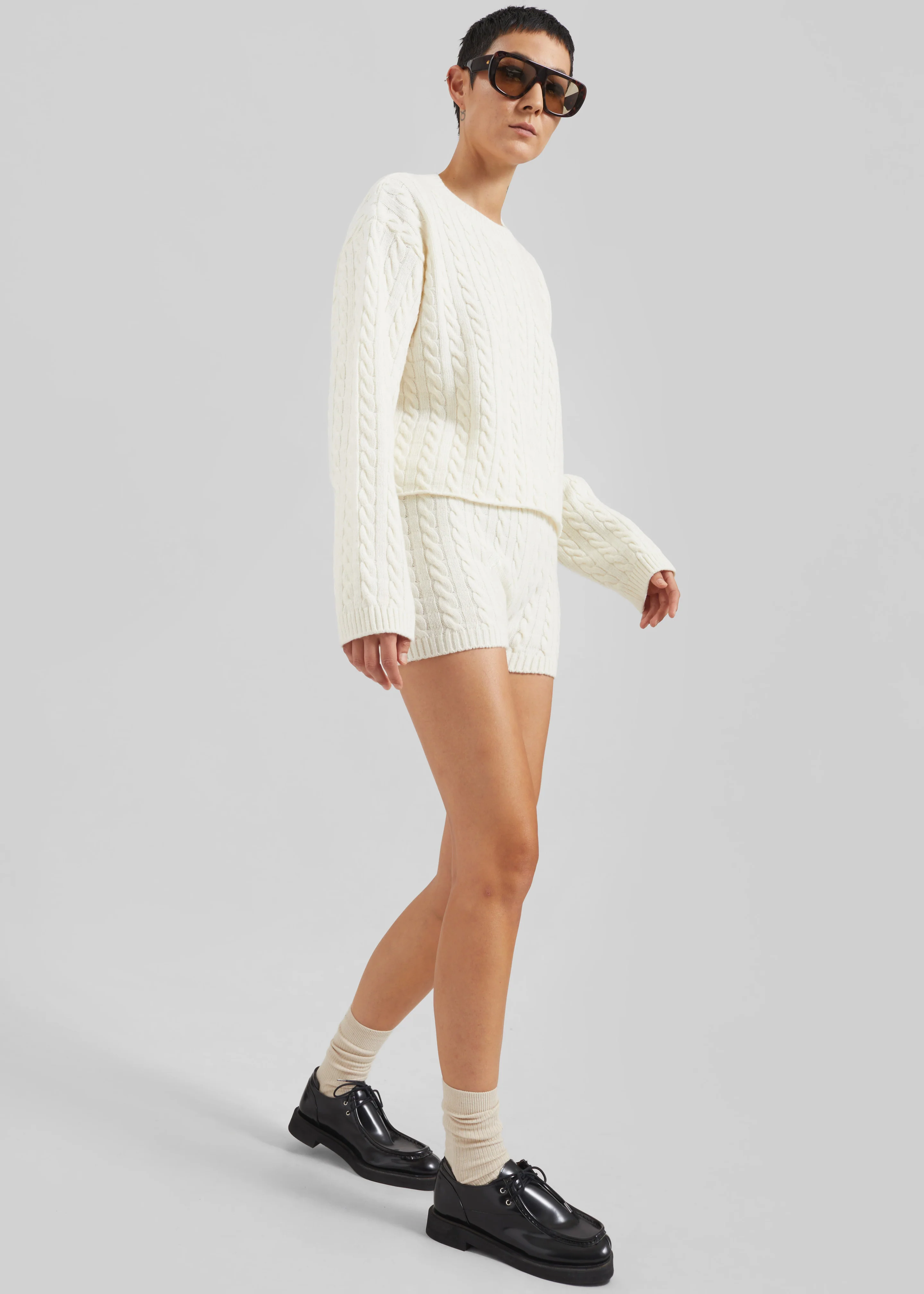 Brisbane Cropped Boxy Sweater - White - Image 4