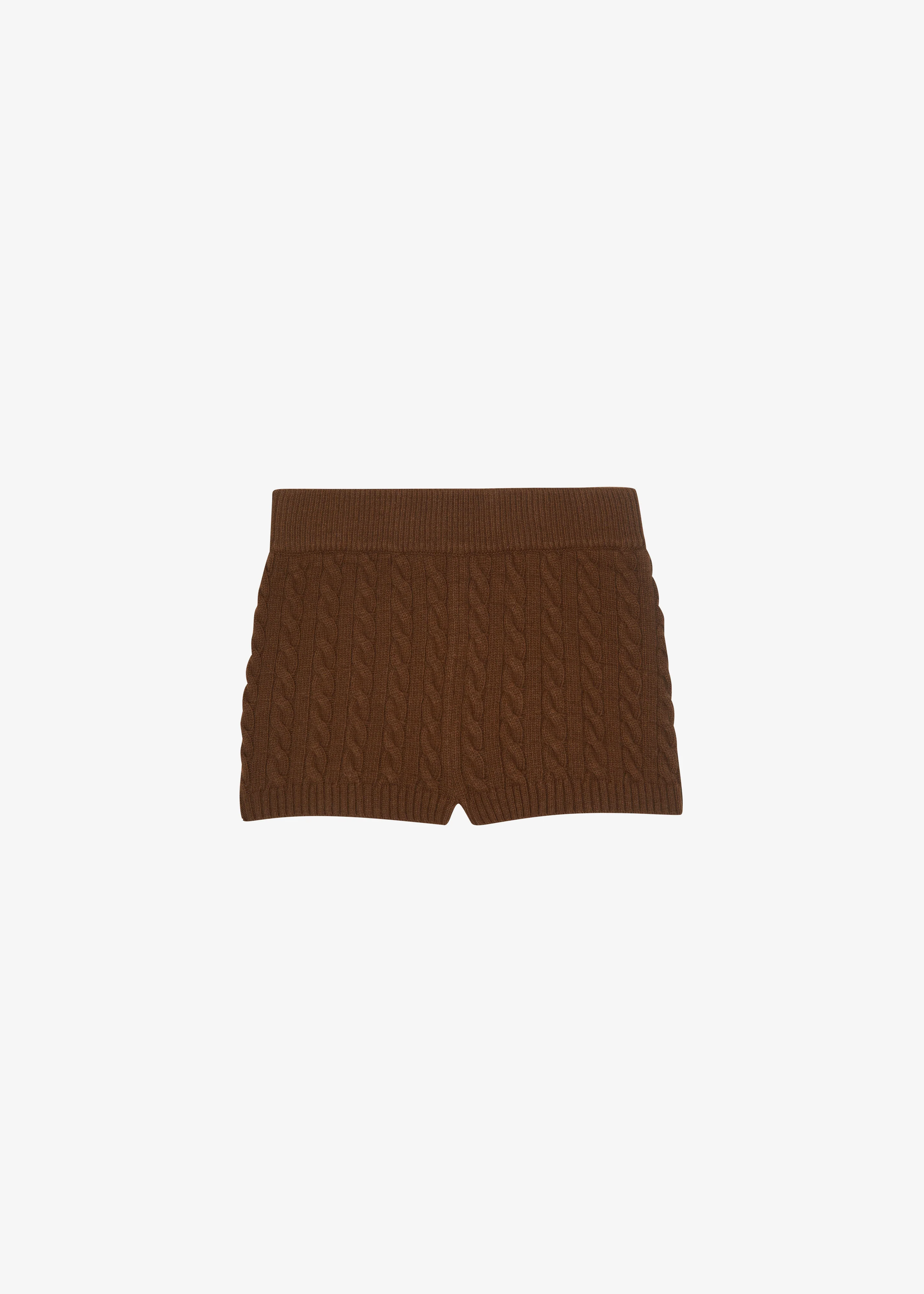 Brisbane Knit Mini Shorts - Brown - Image 7