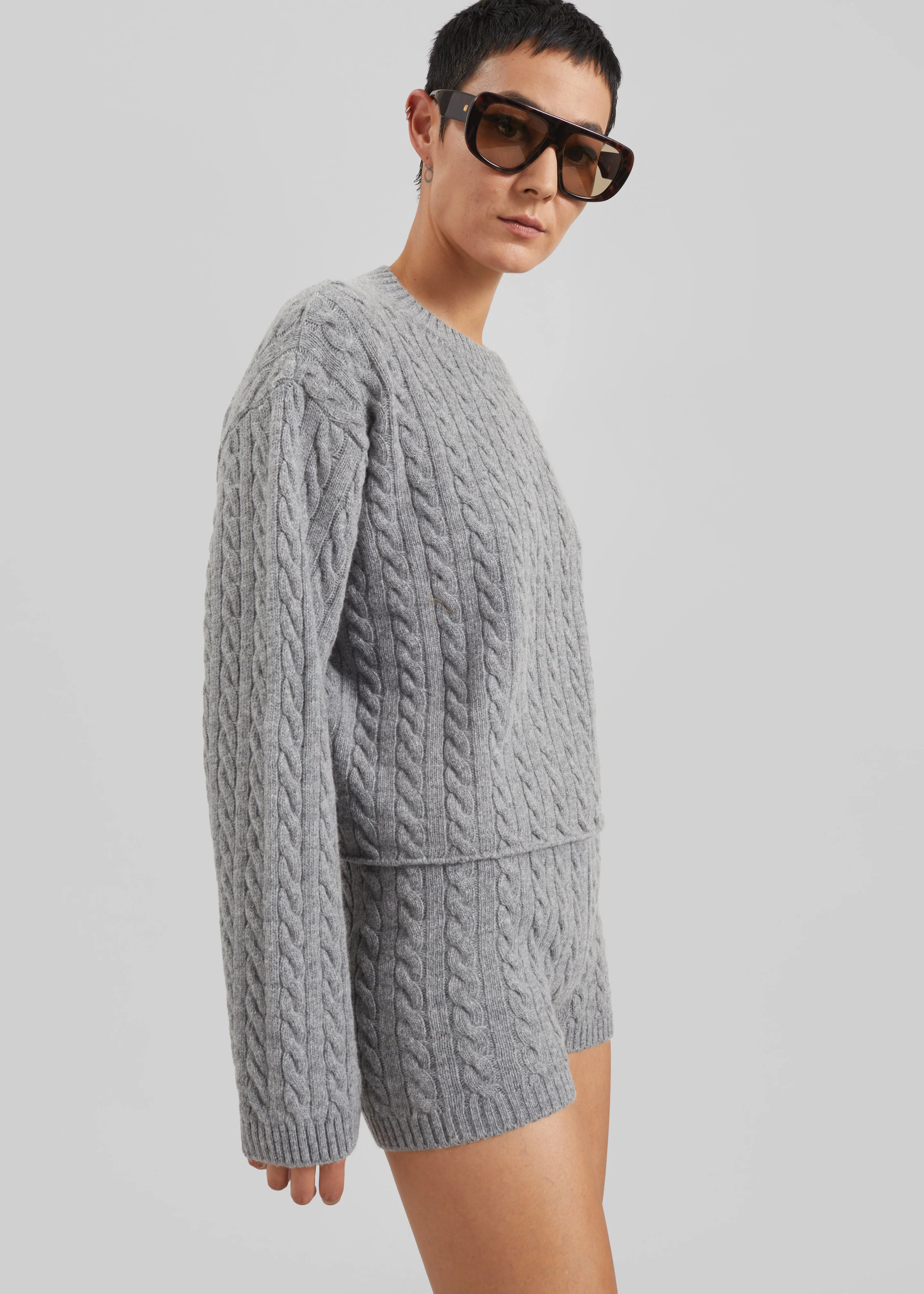 Brisbane Knit Mini Shorts - Grey - Image 5