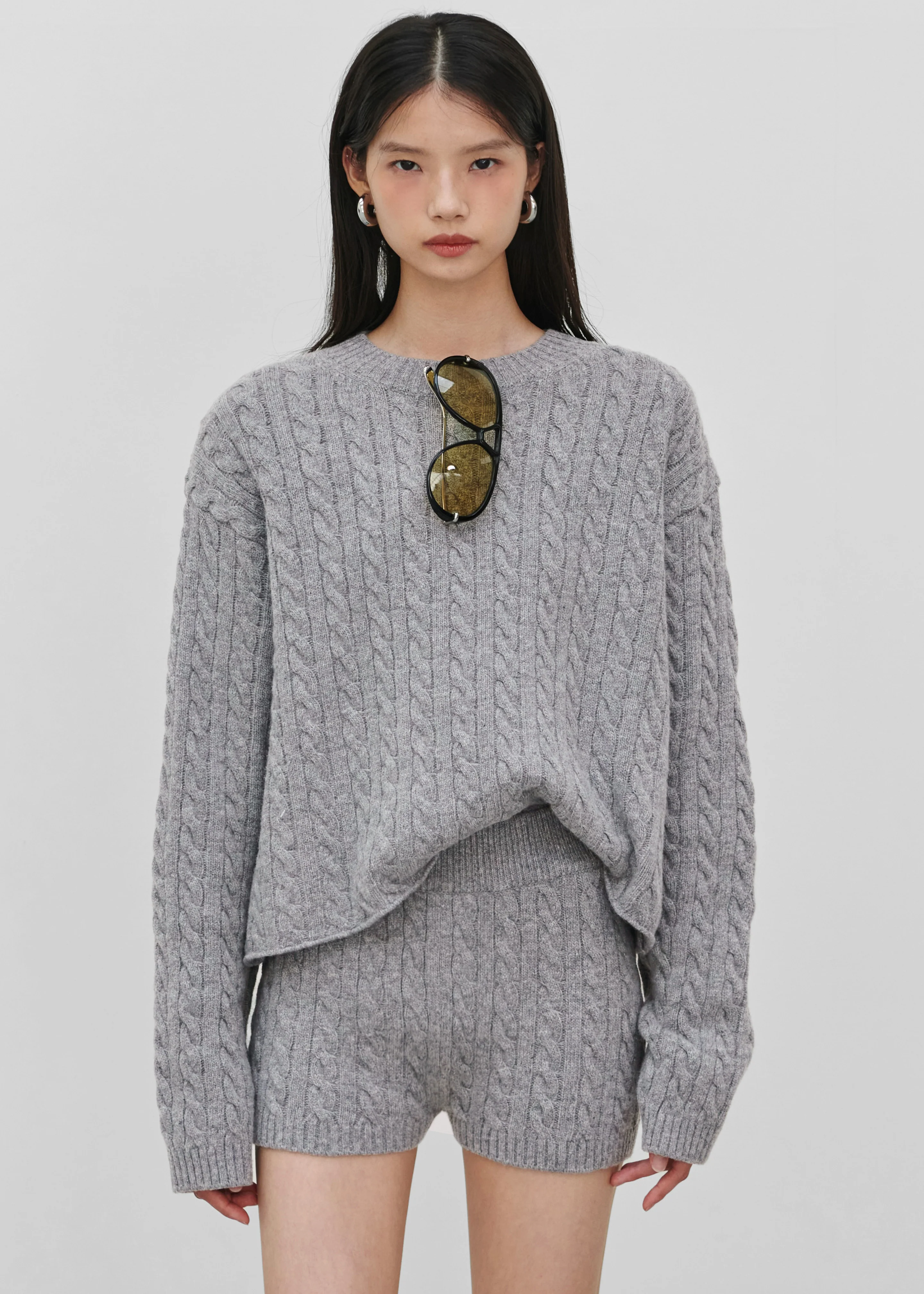 Brisbane Knit Mini Shorts - Grey - Image 8