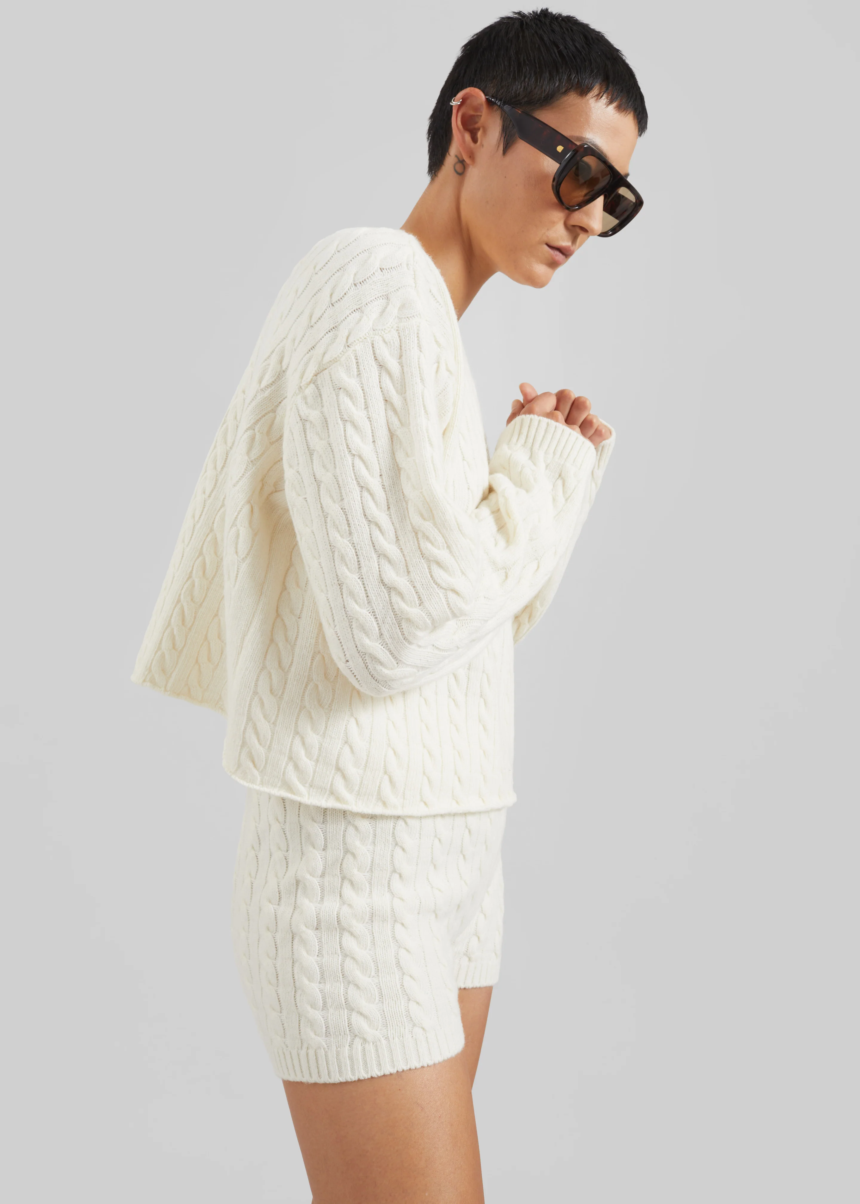 Brisbane Knit Mini Shorts - White - Image 4