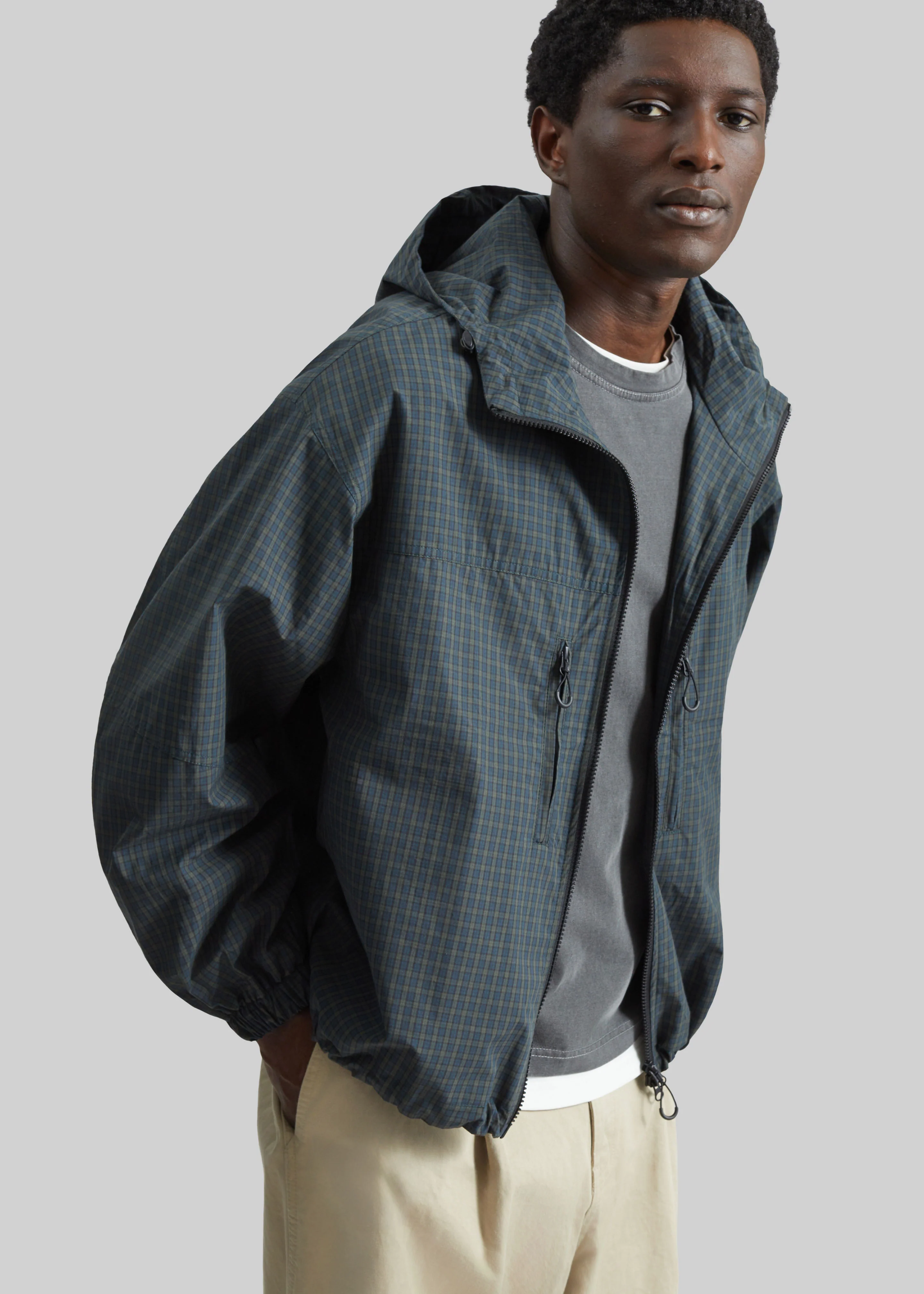 Bristol Windbreaker Jacket - Green Plaid - Image 5