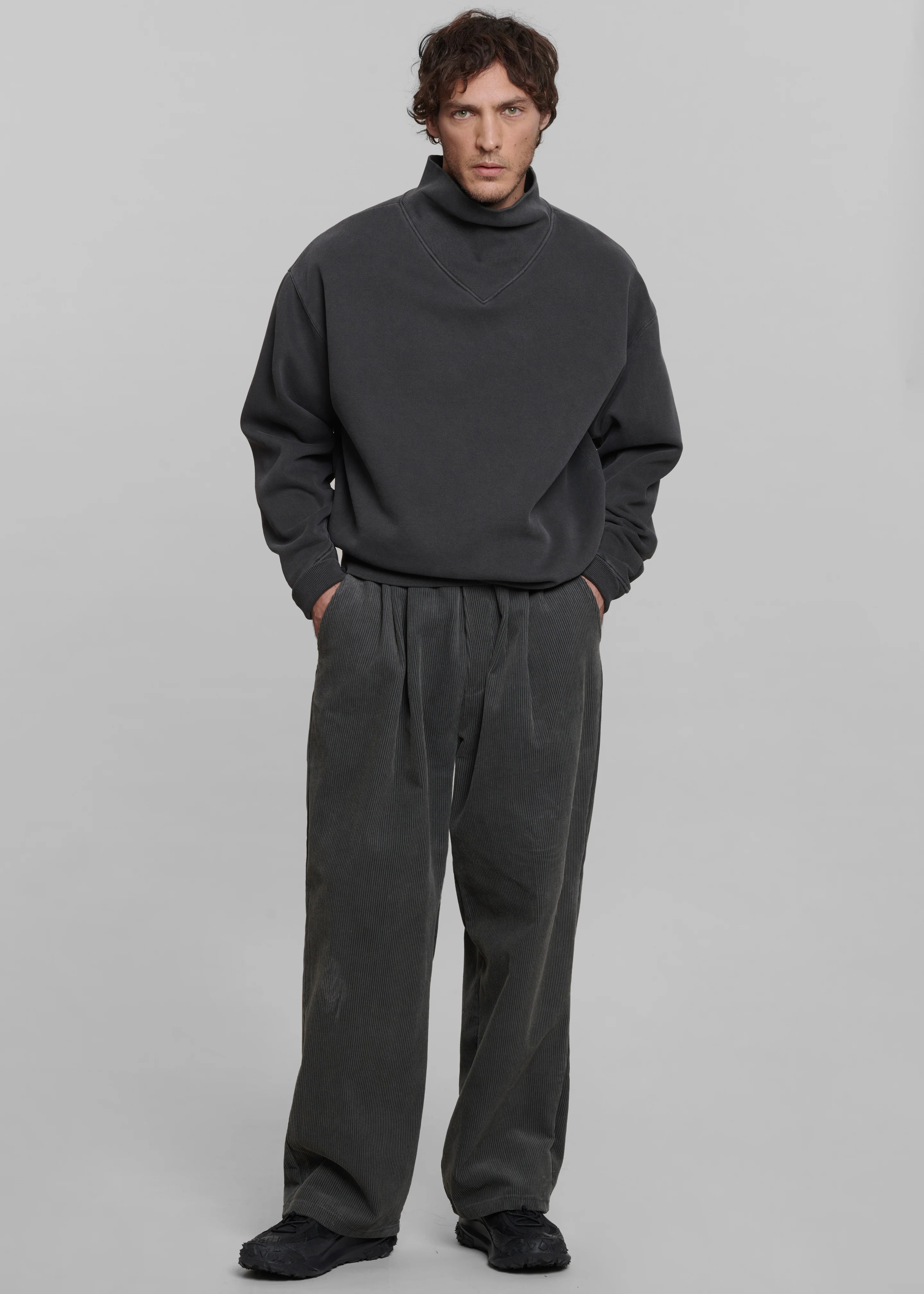 Brixton Corduroy Joggers - Charcoal - Image 3