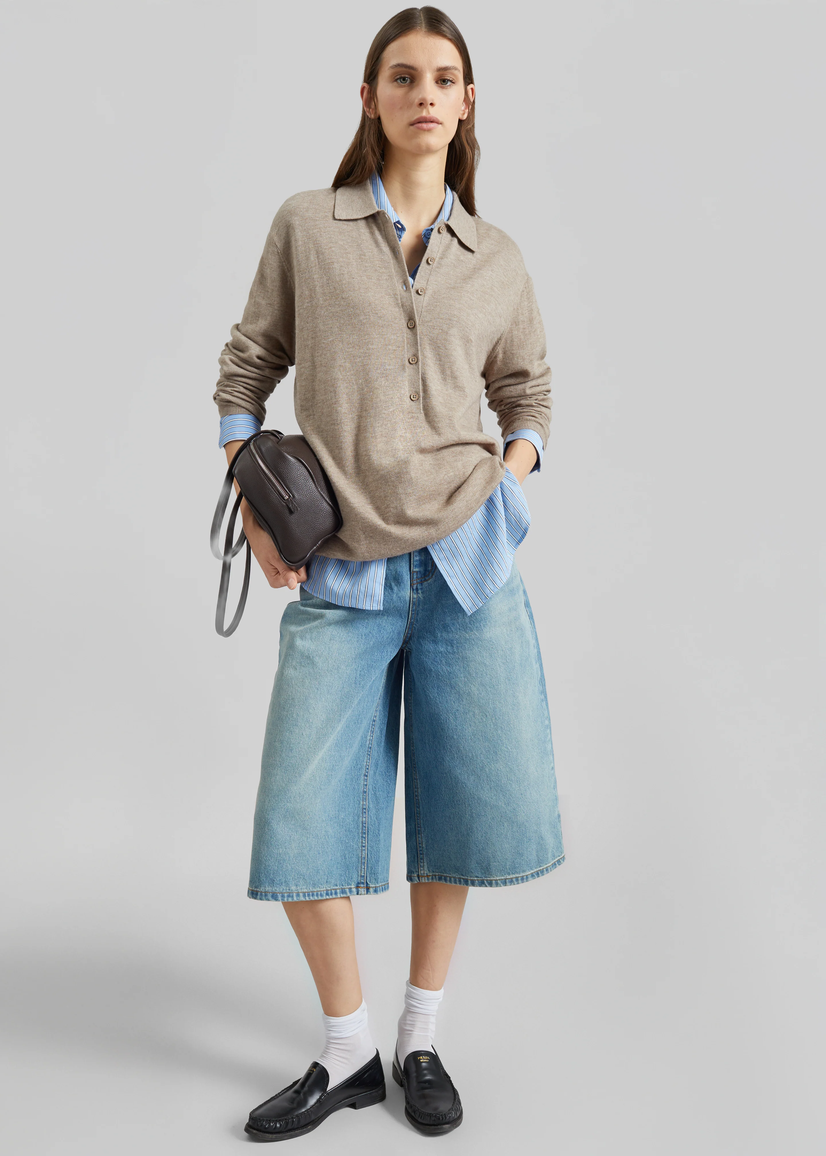 Brunoy Denim Culottes - Light Wash - Image 3