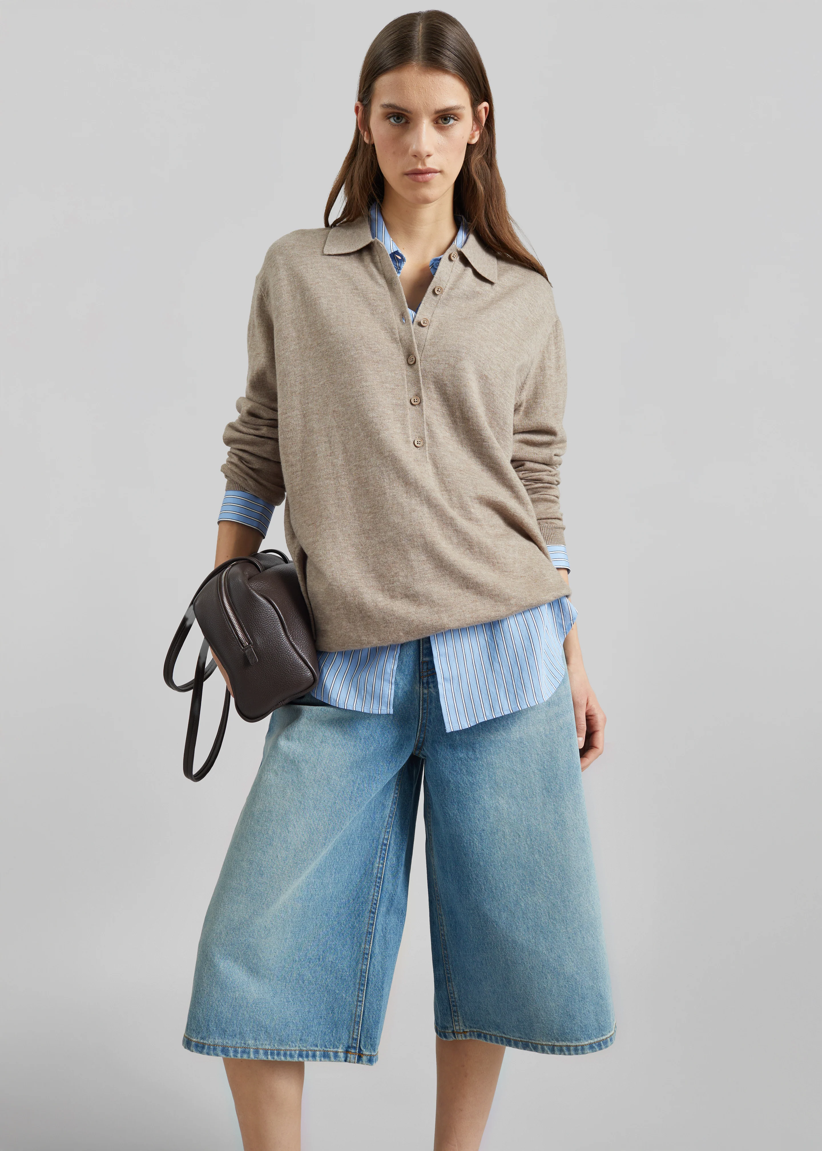 Brunoy Denim Culottes - Light Wash - Image 7
