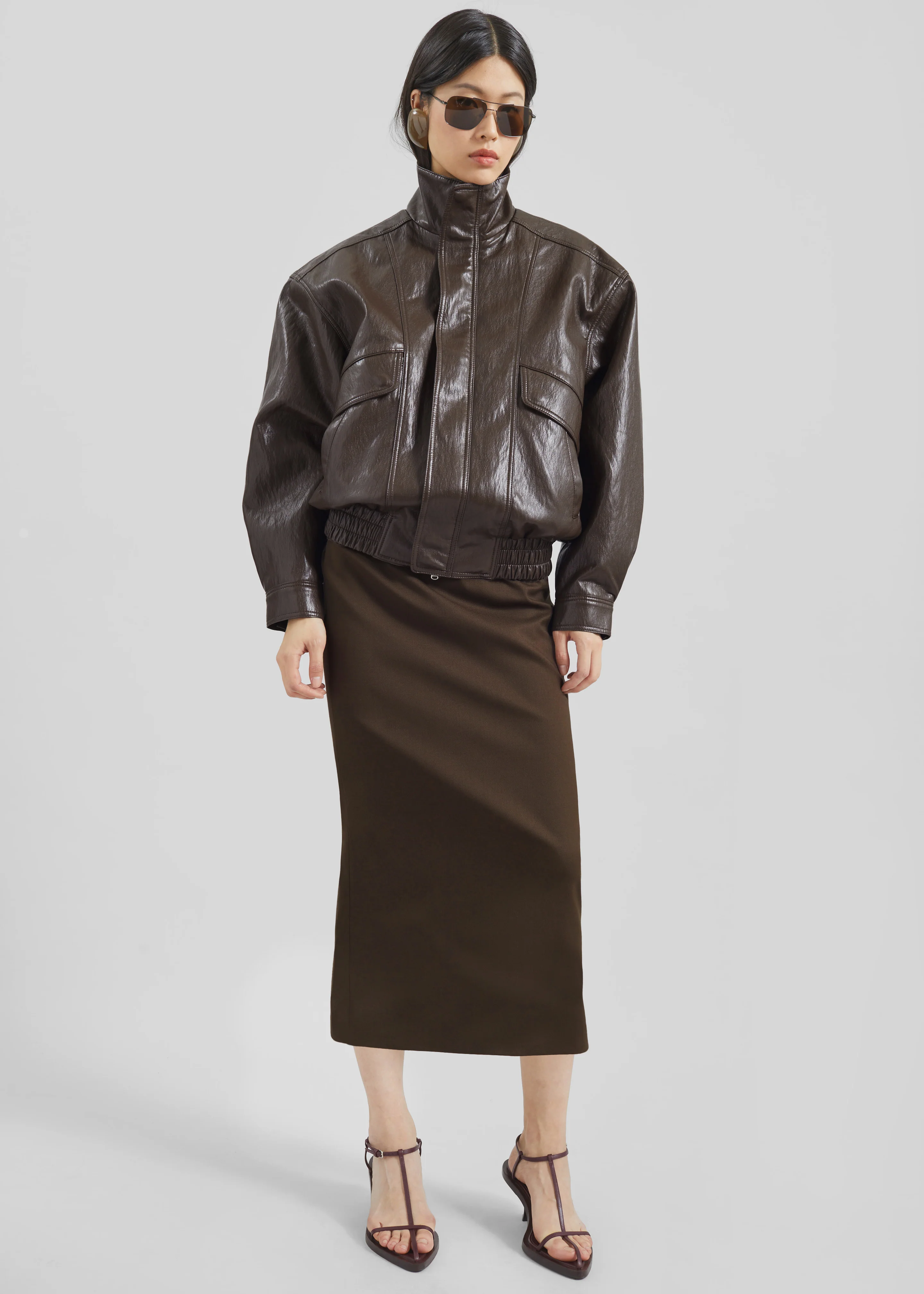 Burland Faux Leather Jacket - Brown - Image 10