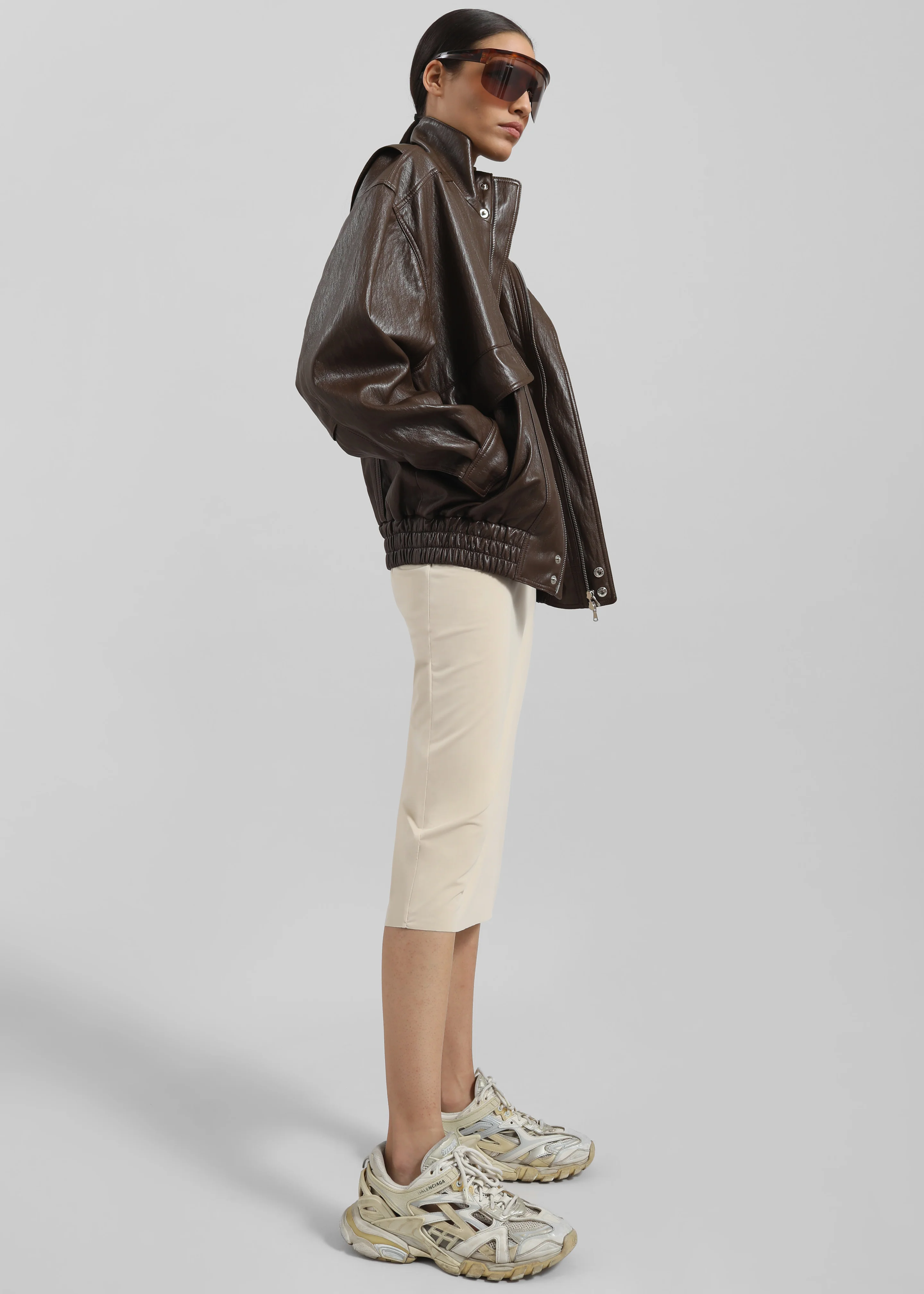 Burland Faux Leather Jacket - Brown - Image 9