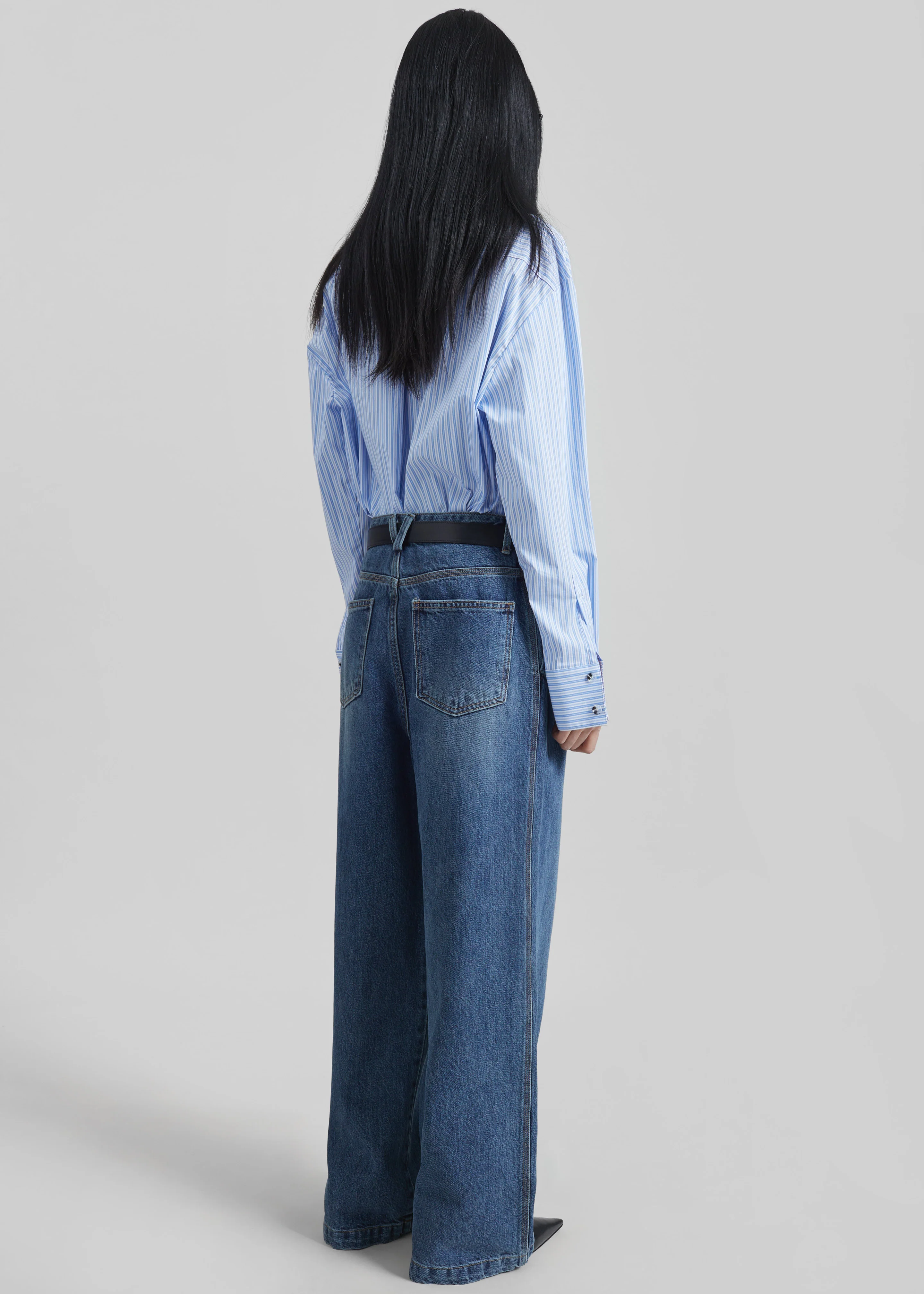 Buxton Pleated Wide Jeans - Medium Wash - Image 7
