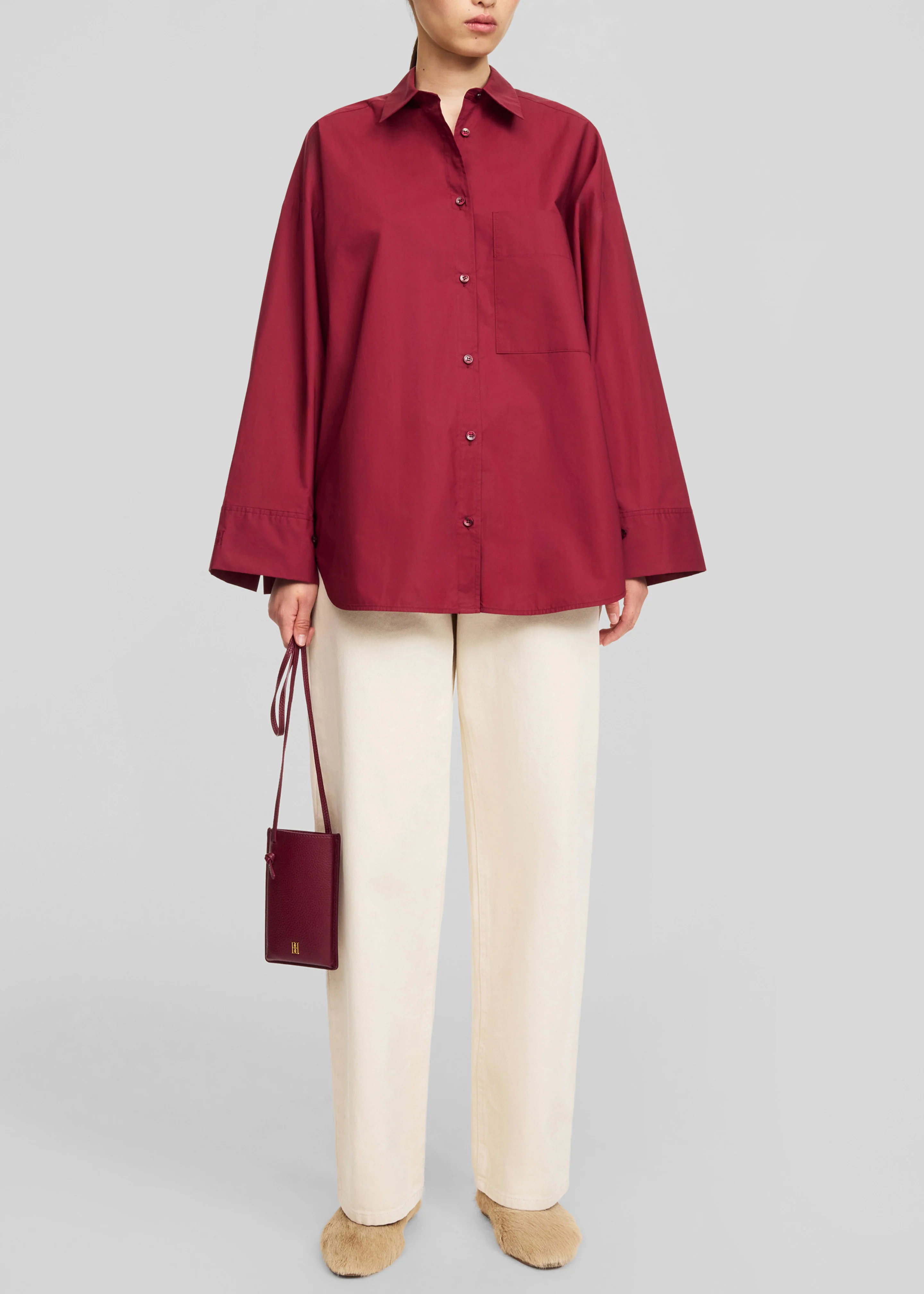 By Malene Birger Aya Phone Leather Pouch - Cabernet - Image 5