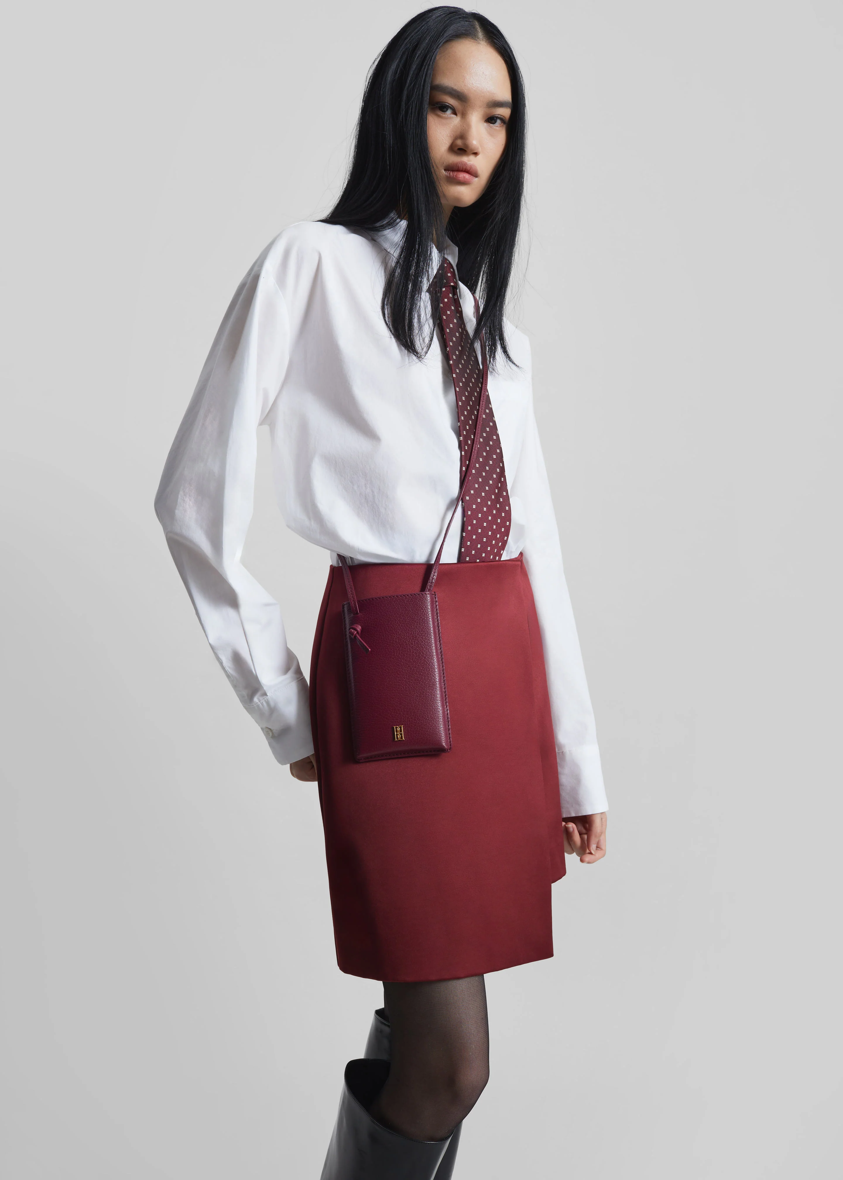 By Malene Birger Aya Phone Leather Pouch - Cabernet - Image 8