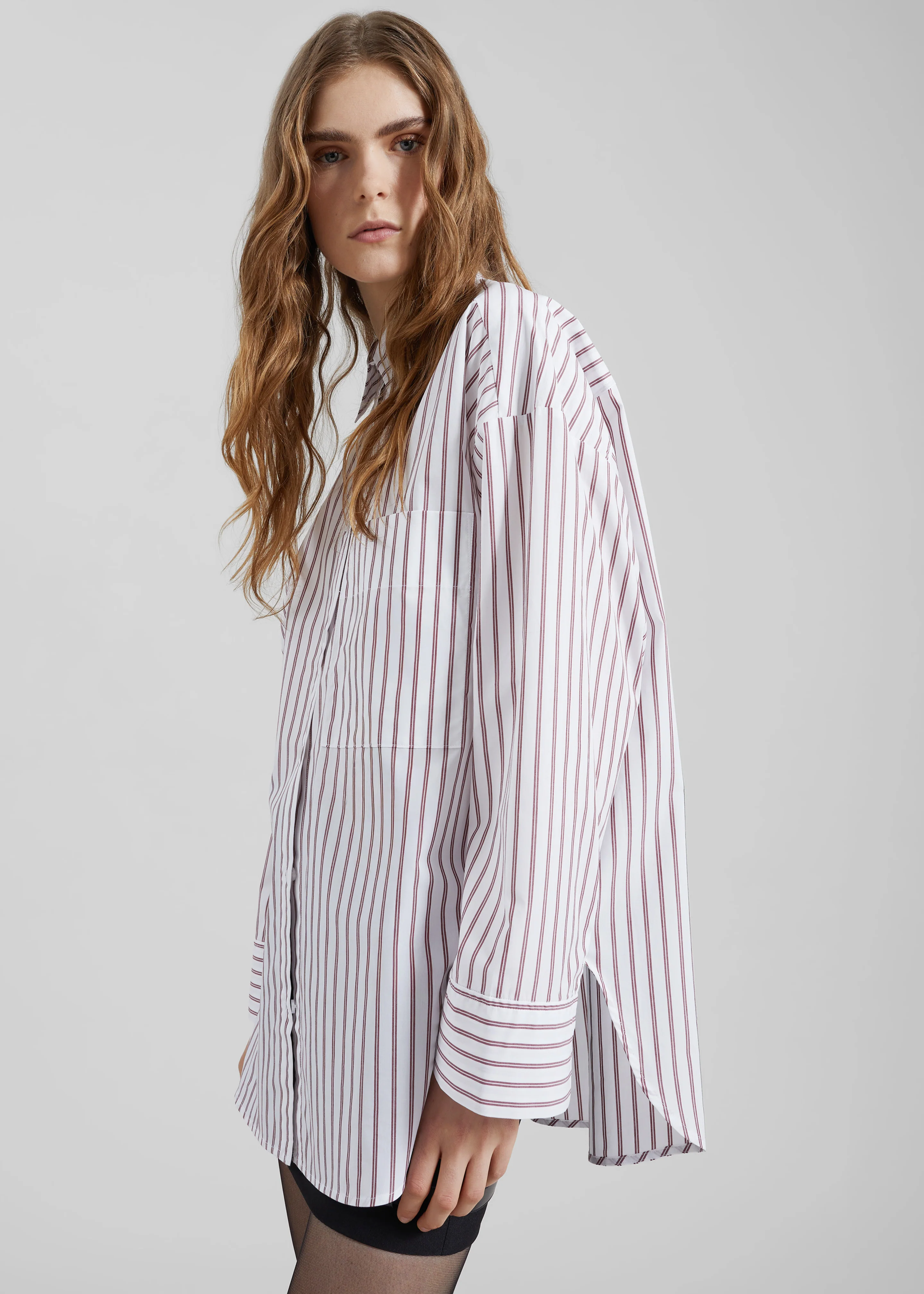 By Malene Birger Derris Cotton Shirt - Cabernet Stripe - Image 2