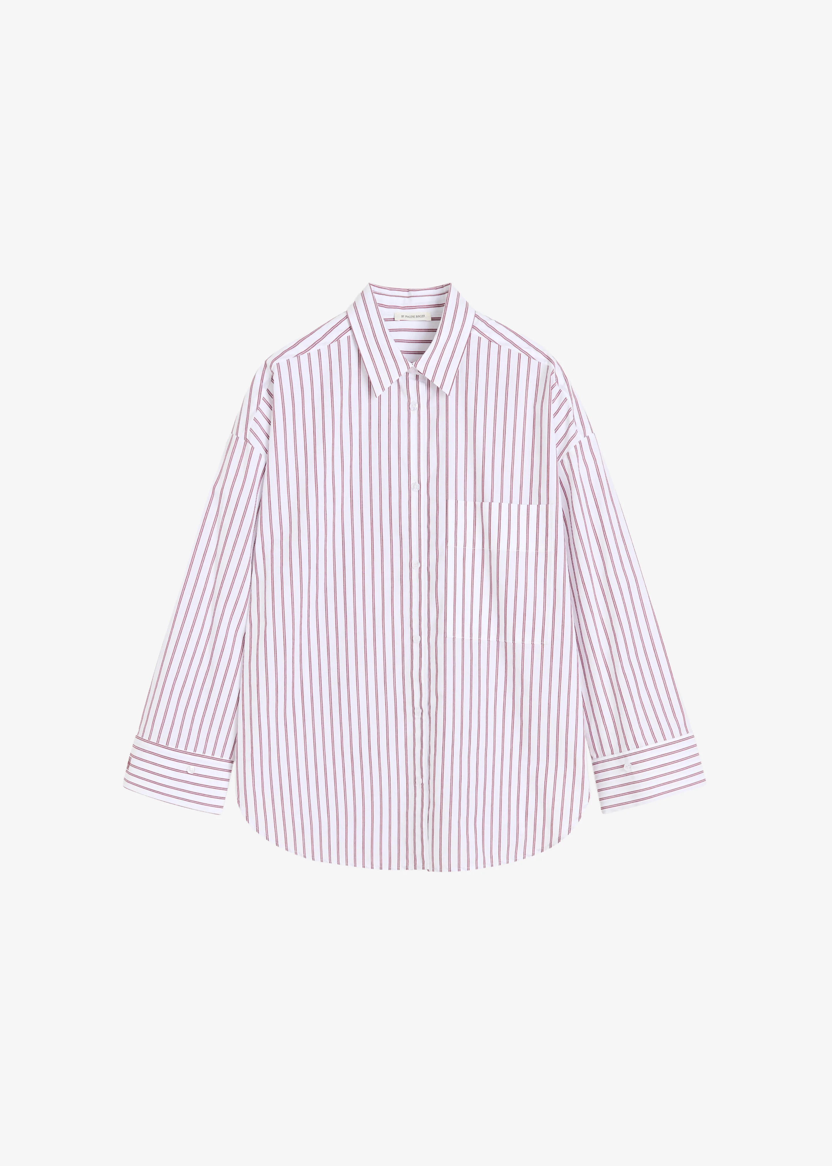 By Malene Birger Derris Cotton Shirt - Cabernet Stripe - Image 6