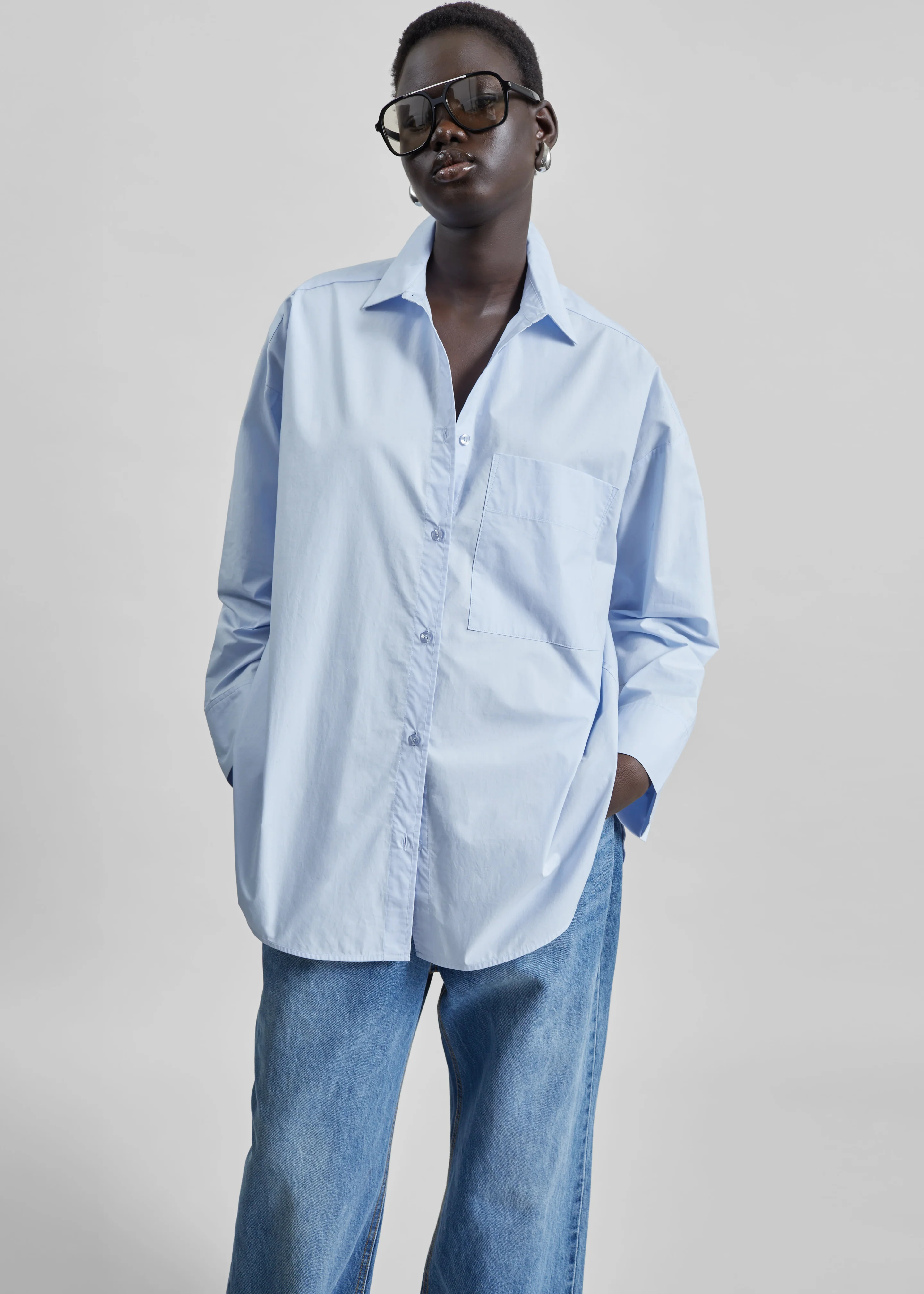 By Malene Birger Derris Cotton Shirt - Periwinkle Blue - Image 2