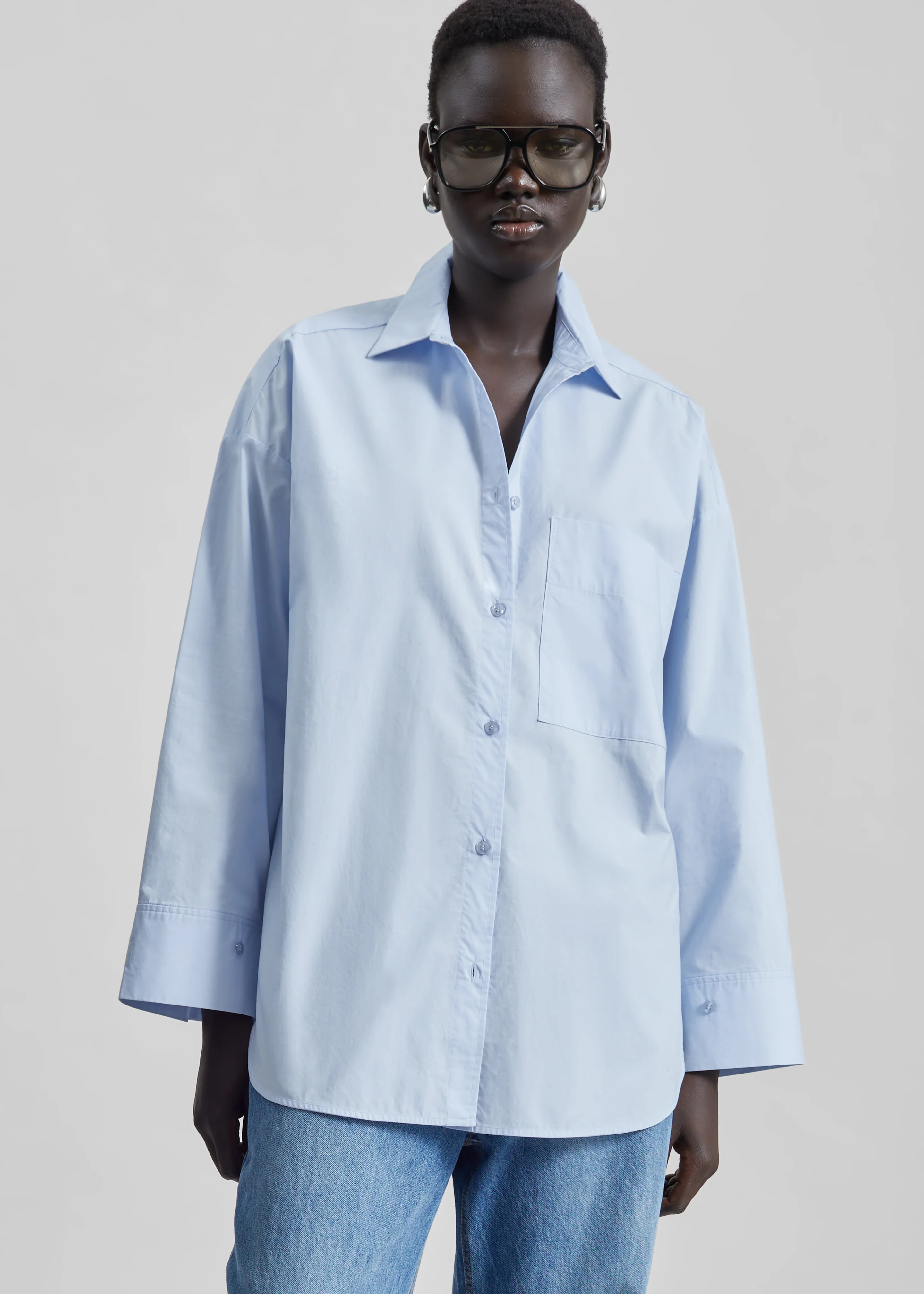 By Malene Birger Derris Cotton Shirt - Periwinkle Blue - Image 4