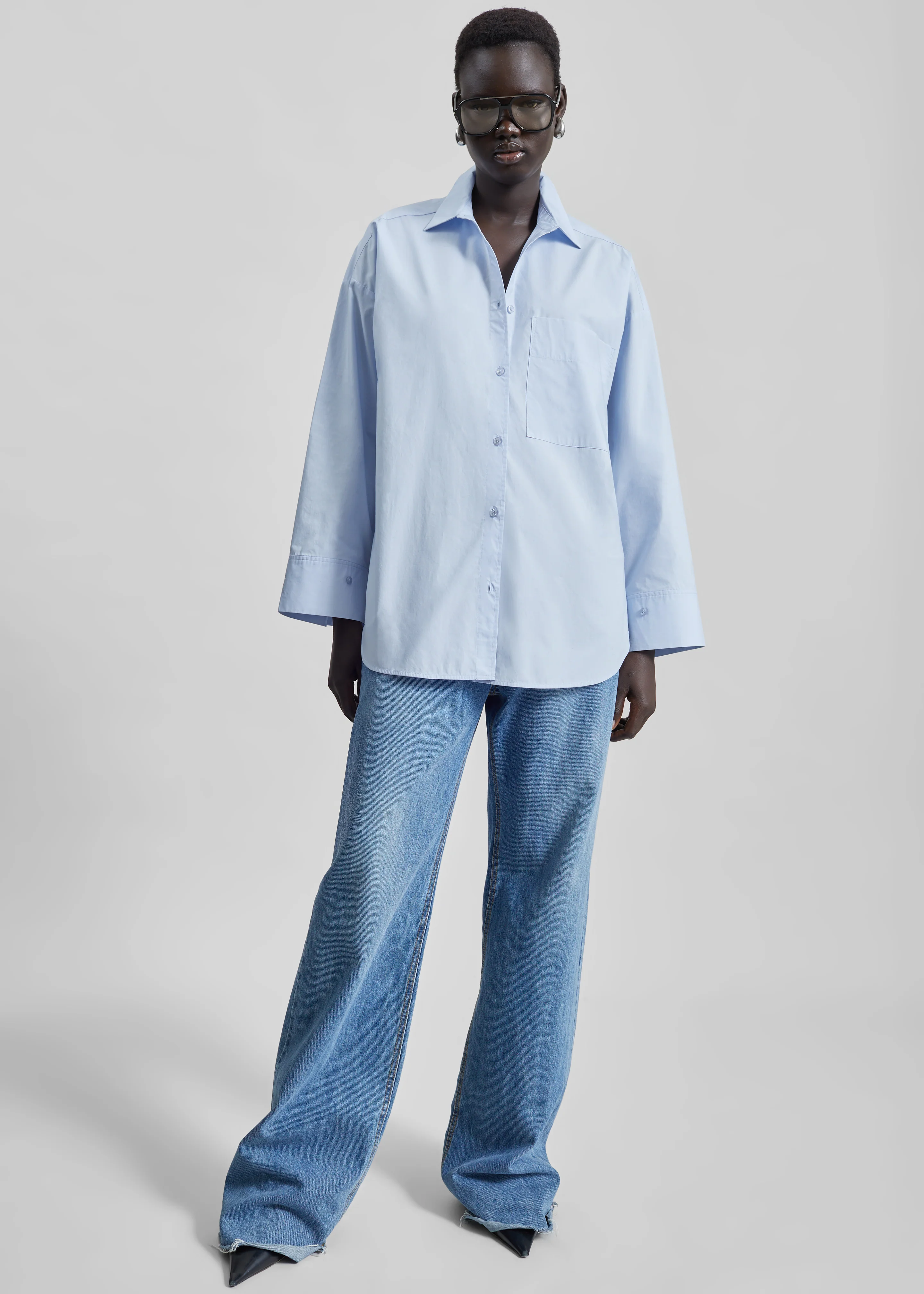 By Malene Birger Derris Cotton Shirt - Periwinkle Blue - Image 5