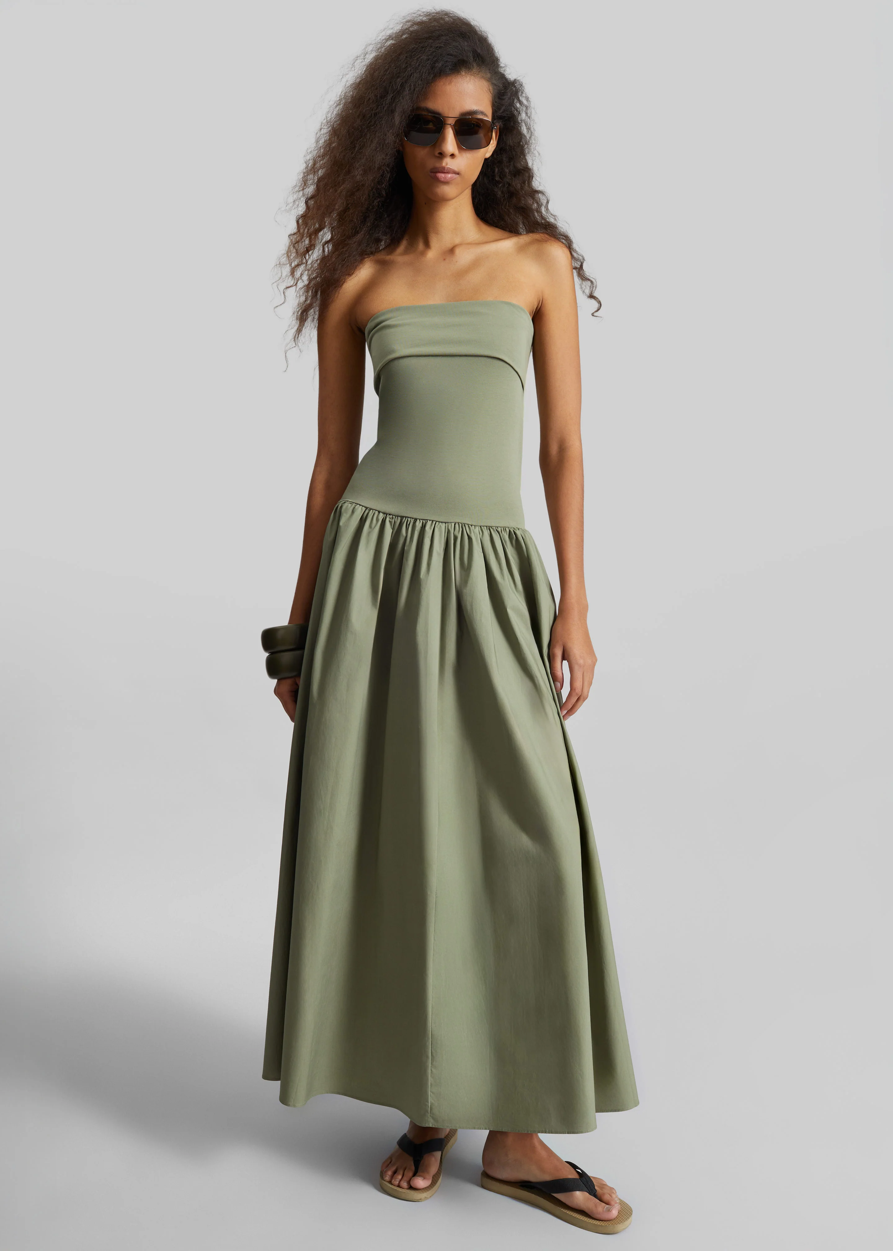 By Malene Birger Marc Cotton Maxi Dress - Deep Lichen Green - Image 3