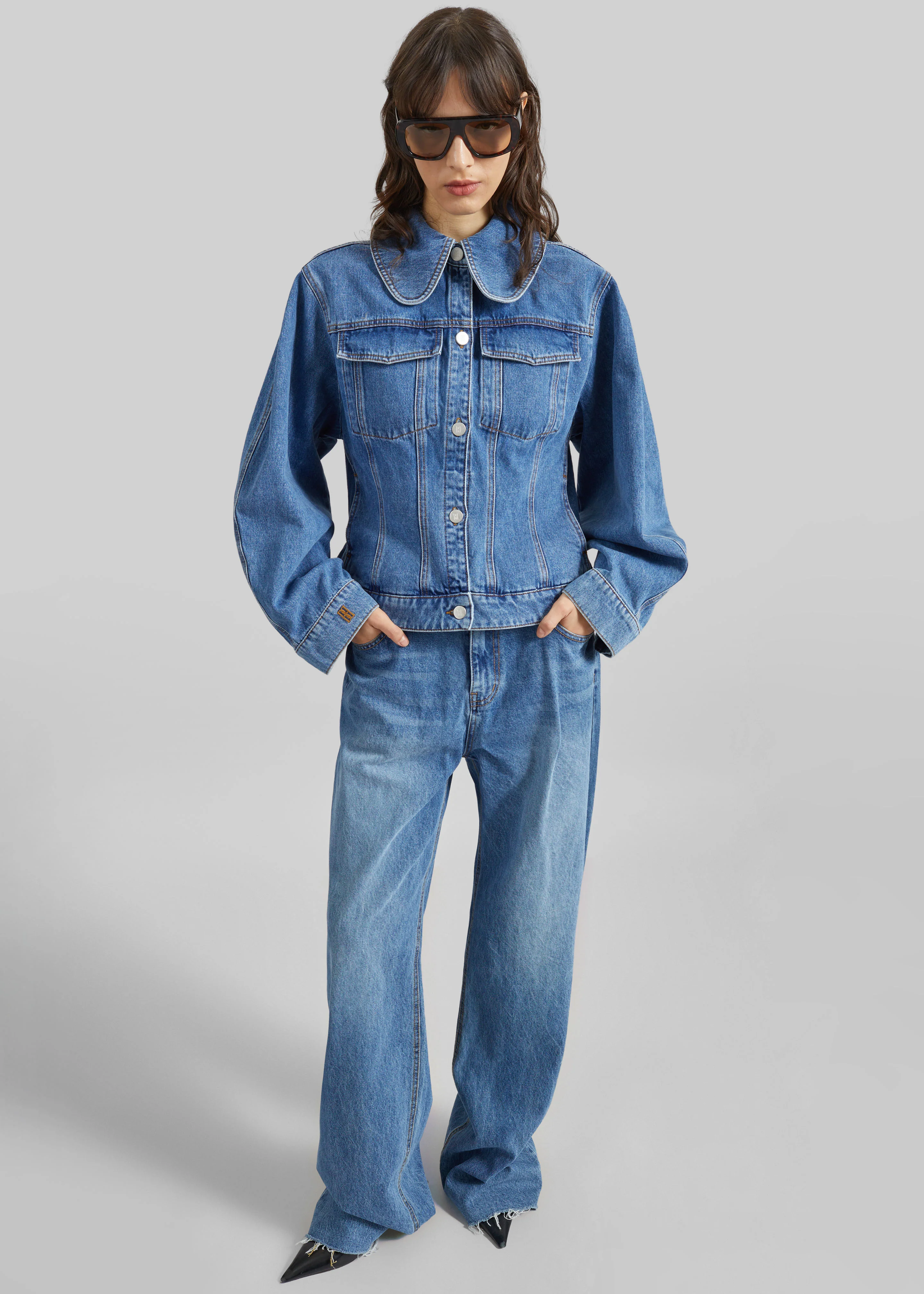 By Malene Birger Villies Jacket - Mid Denim Blue - Image 3
