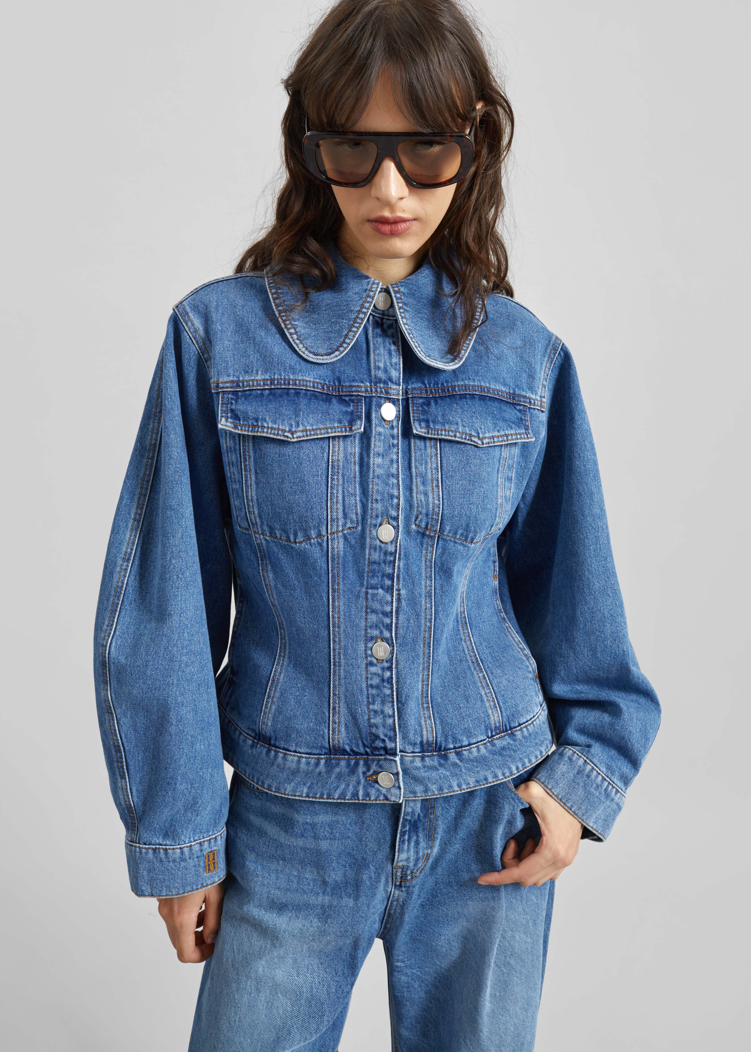By Malene Birger Villies Jacket - Mid Denim Blue - Image 4