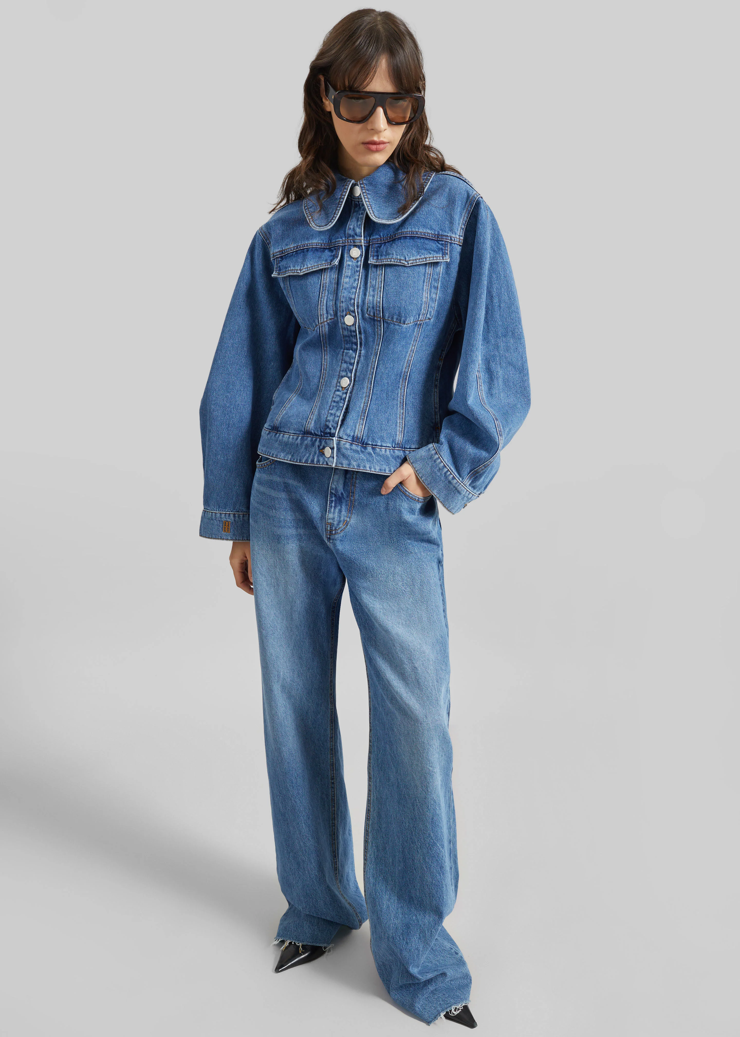 By Malene Birger Villies Jacket - Mid Denim Blue - Image 5